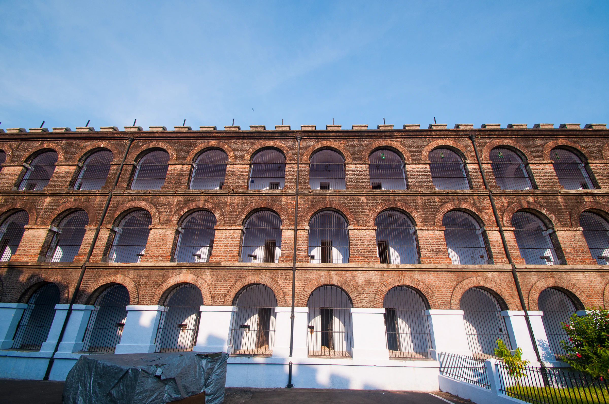 The brick wings of the Cellular Jail in Port Blair