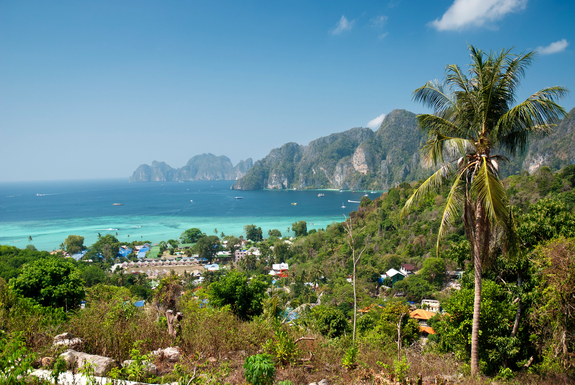 Koh Phi Phi island rising from the Andaman Sea