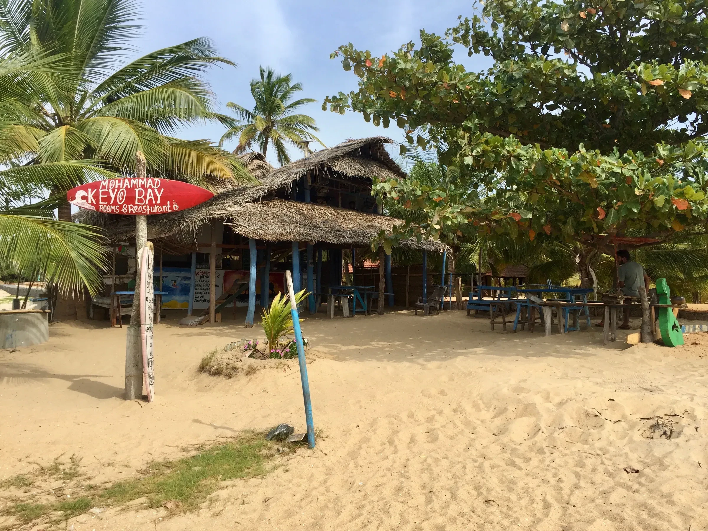 A beach shack on the sand at Whiskey Point, Arugam Bay