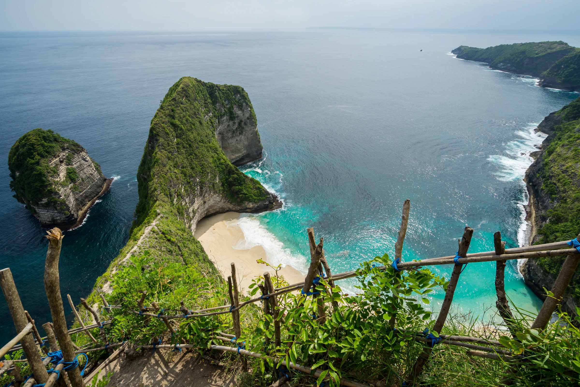 The cliff viewpoint over Kelingking Beach on Nusa Penida