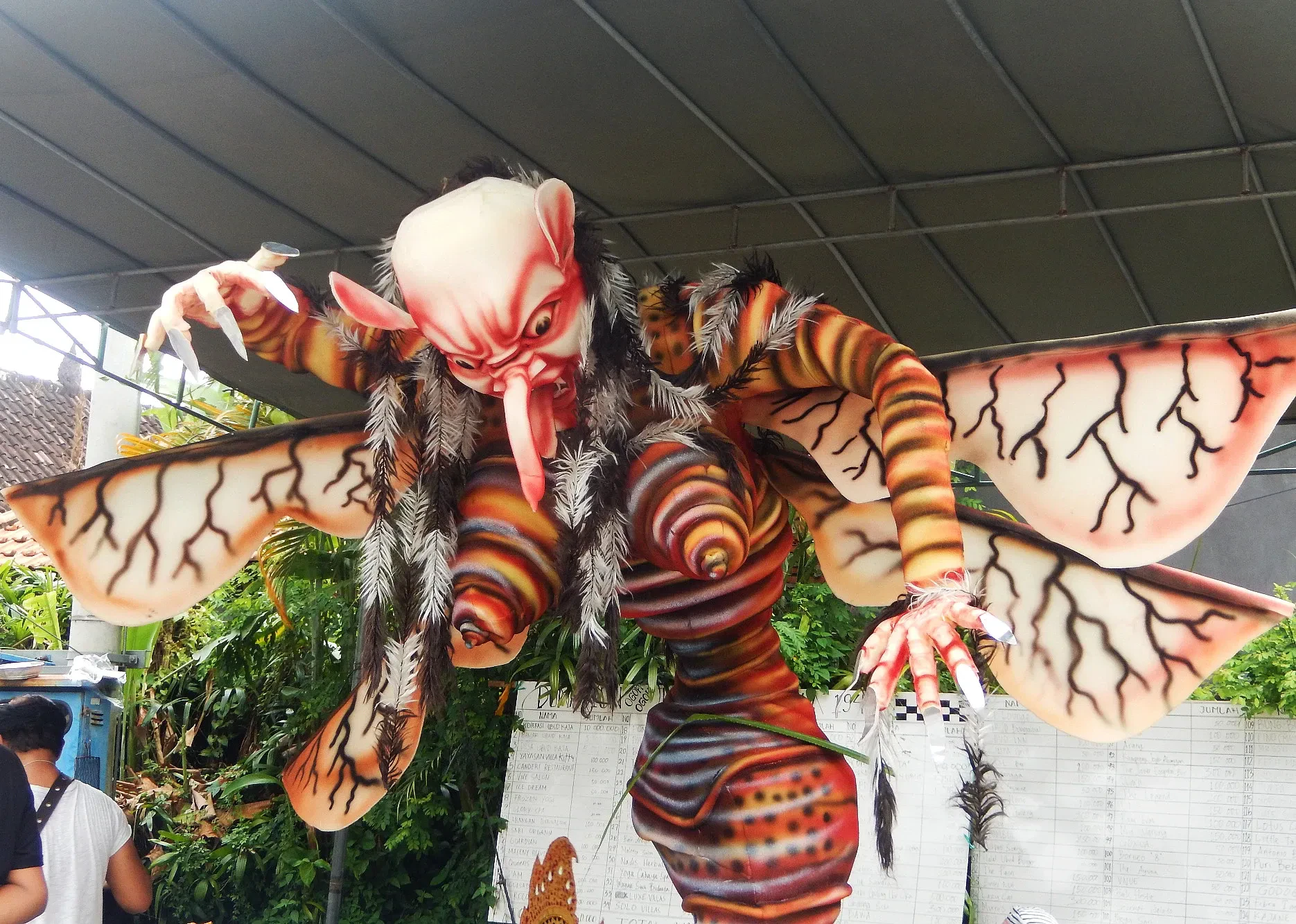 A giant ogoh-ogoh demon effigy on display in Ubud ahead of the parade