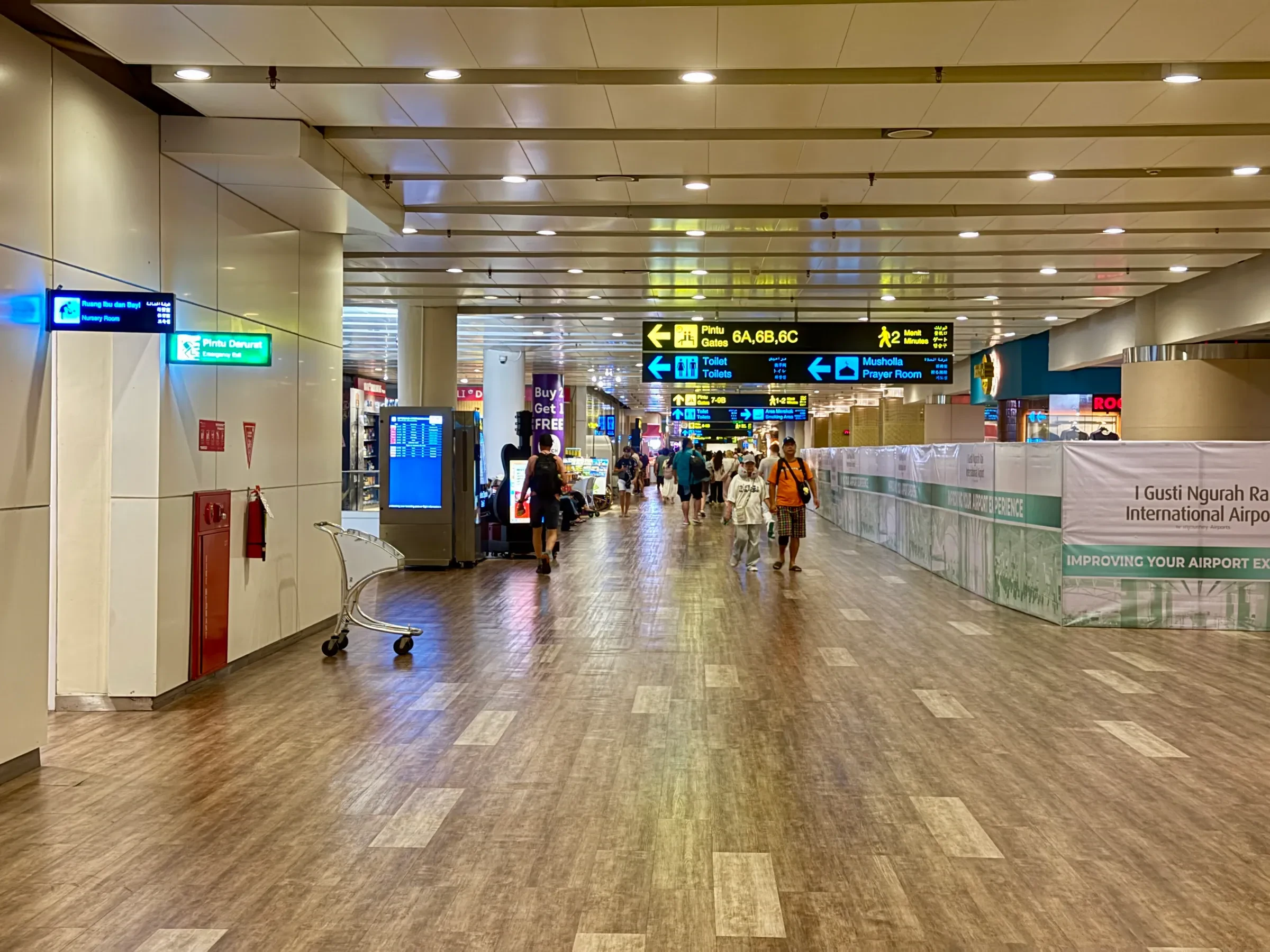 Inside the international terminal at Ngurah Rai airport, Bali