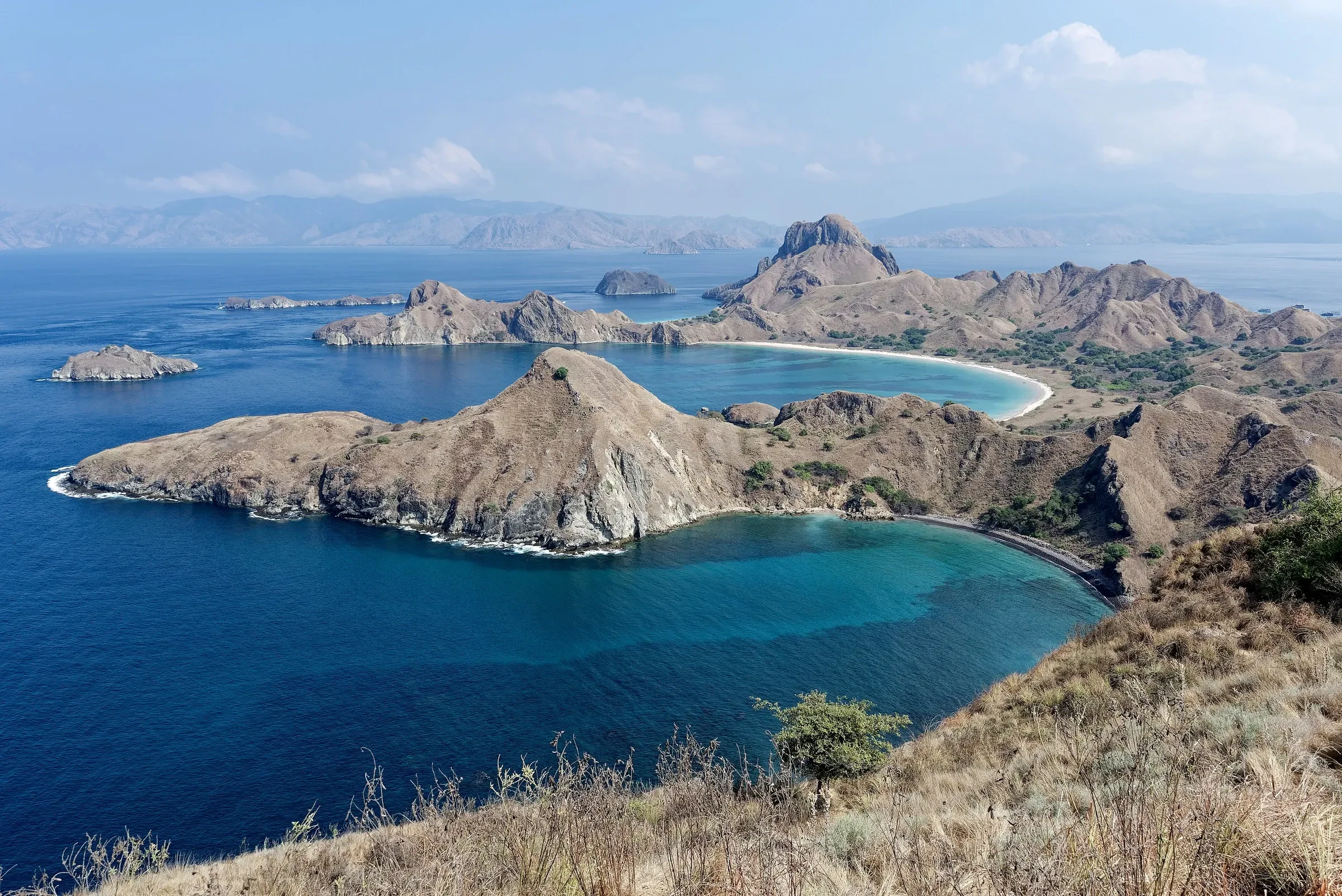 Padar Island's bays and hills seen from a viewpoint in Komodo National Park