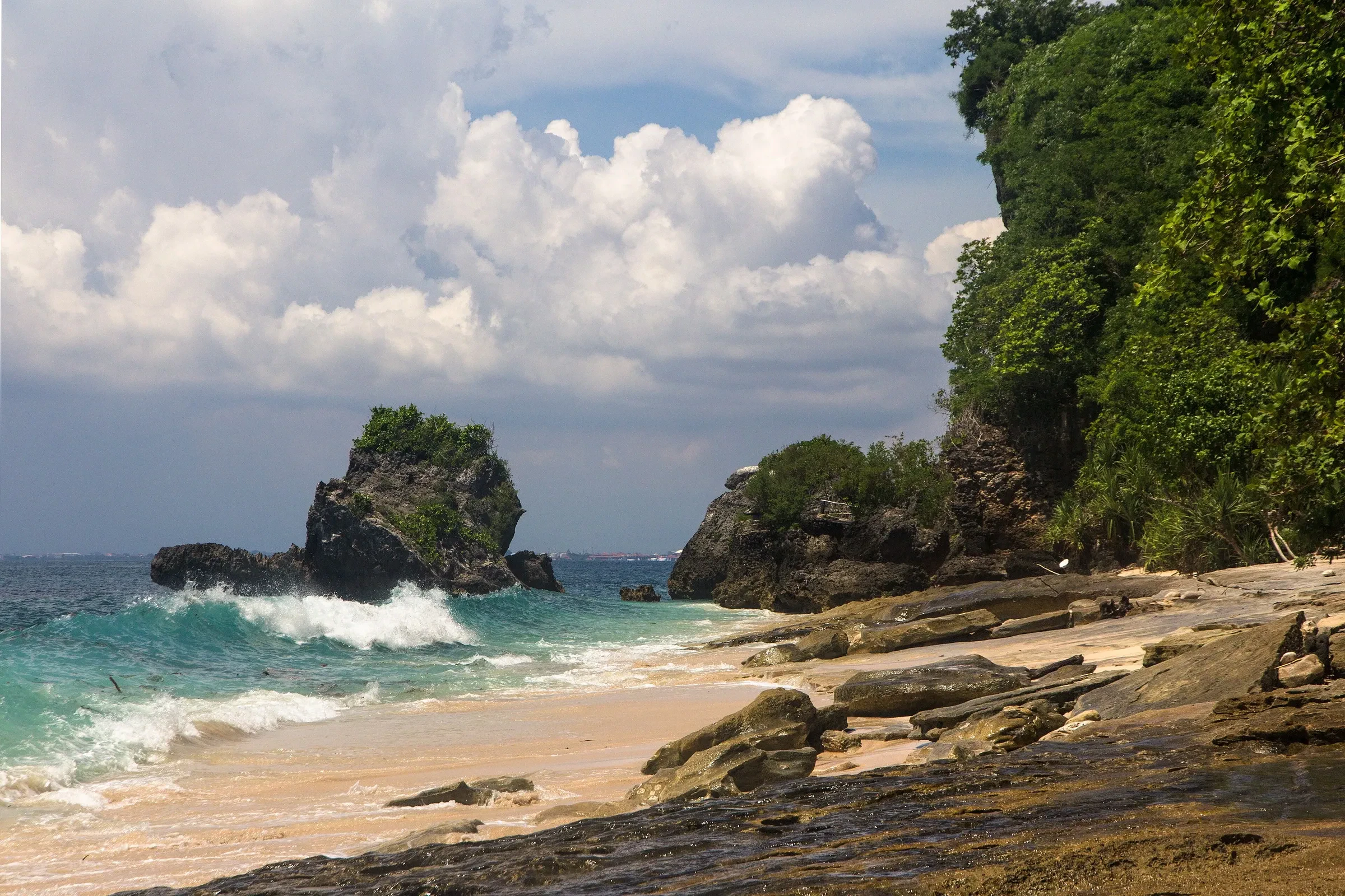 Rocks and surf at Padang Padang Beach