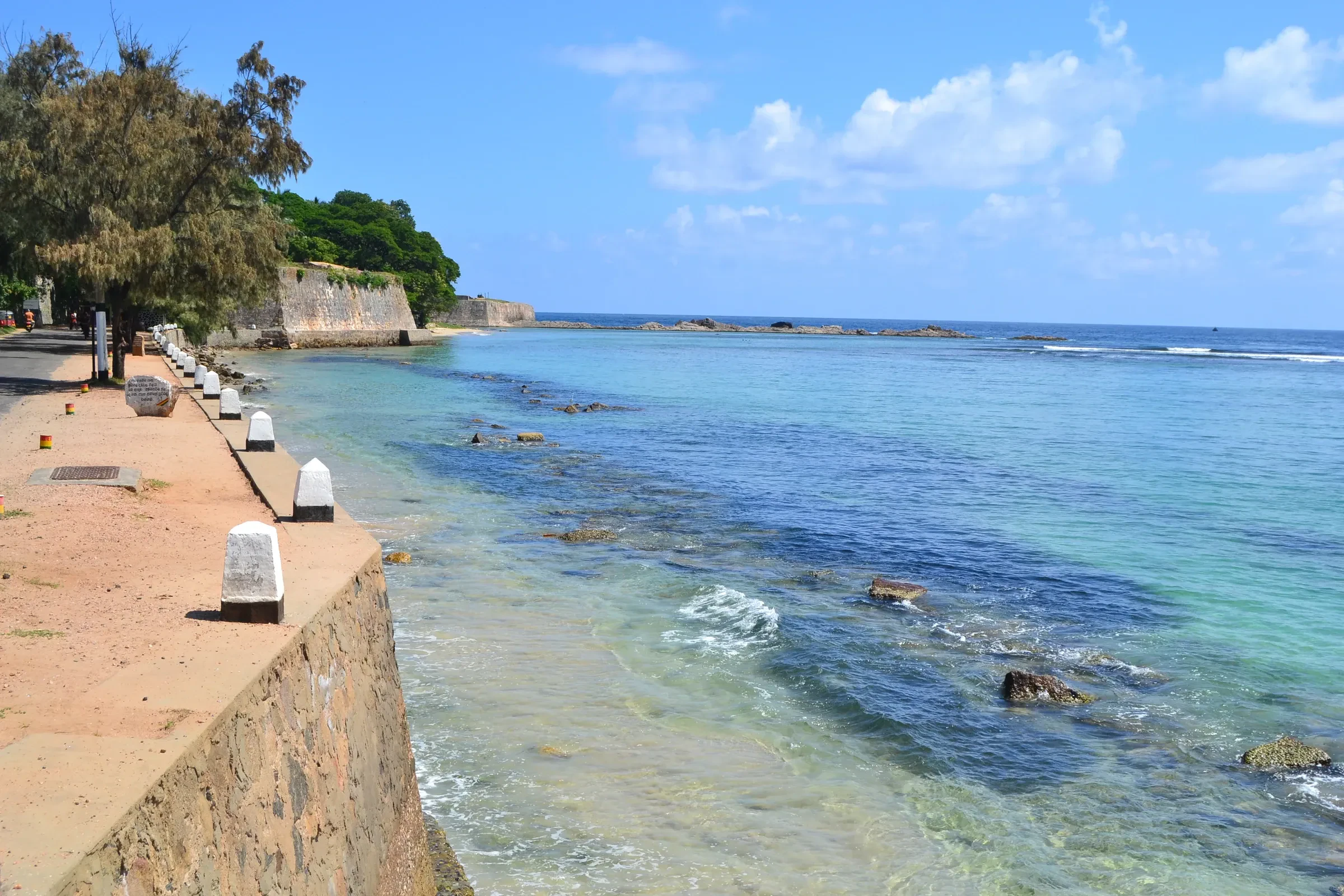 Old walls of Fort Frederick running along the sea at Trincomalee