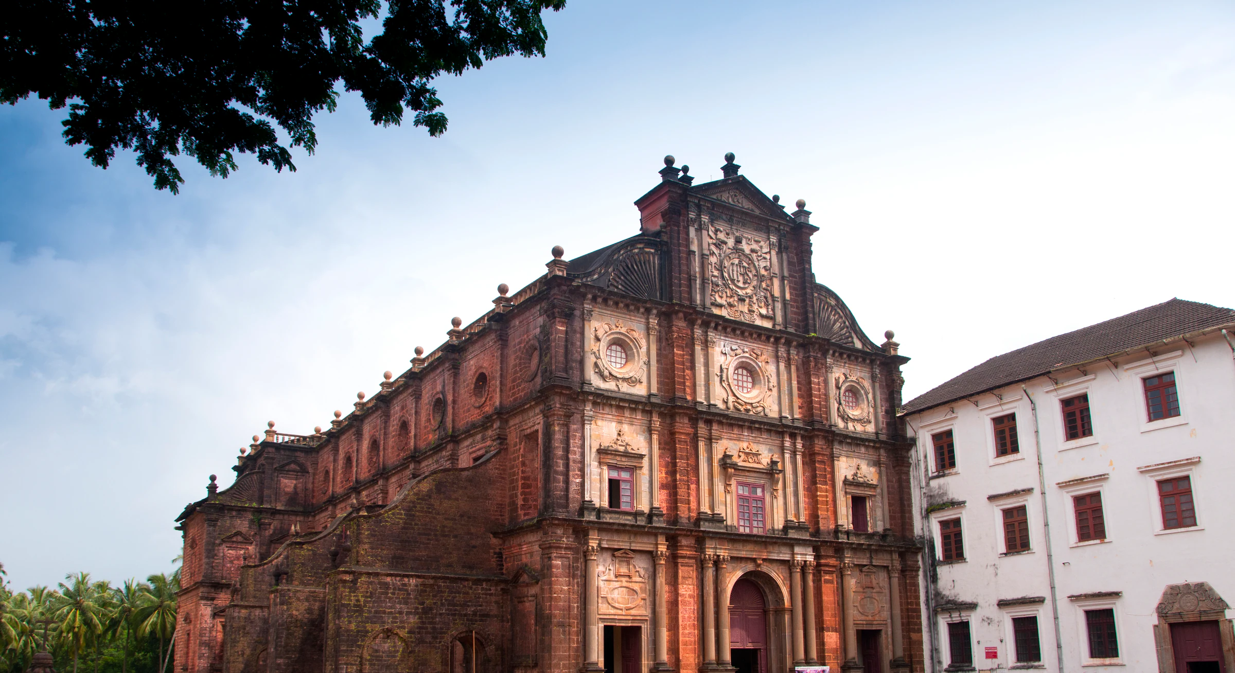 The laterite front of the Basilica of Bom Jesus in Old Goa
