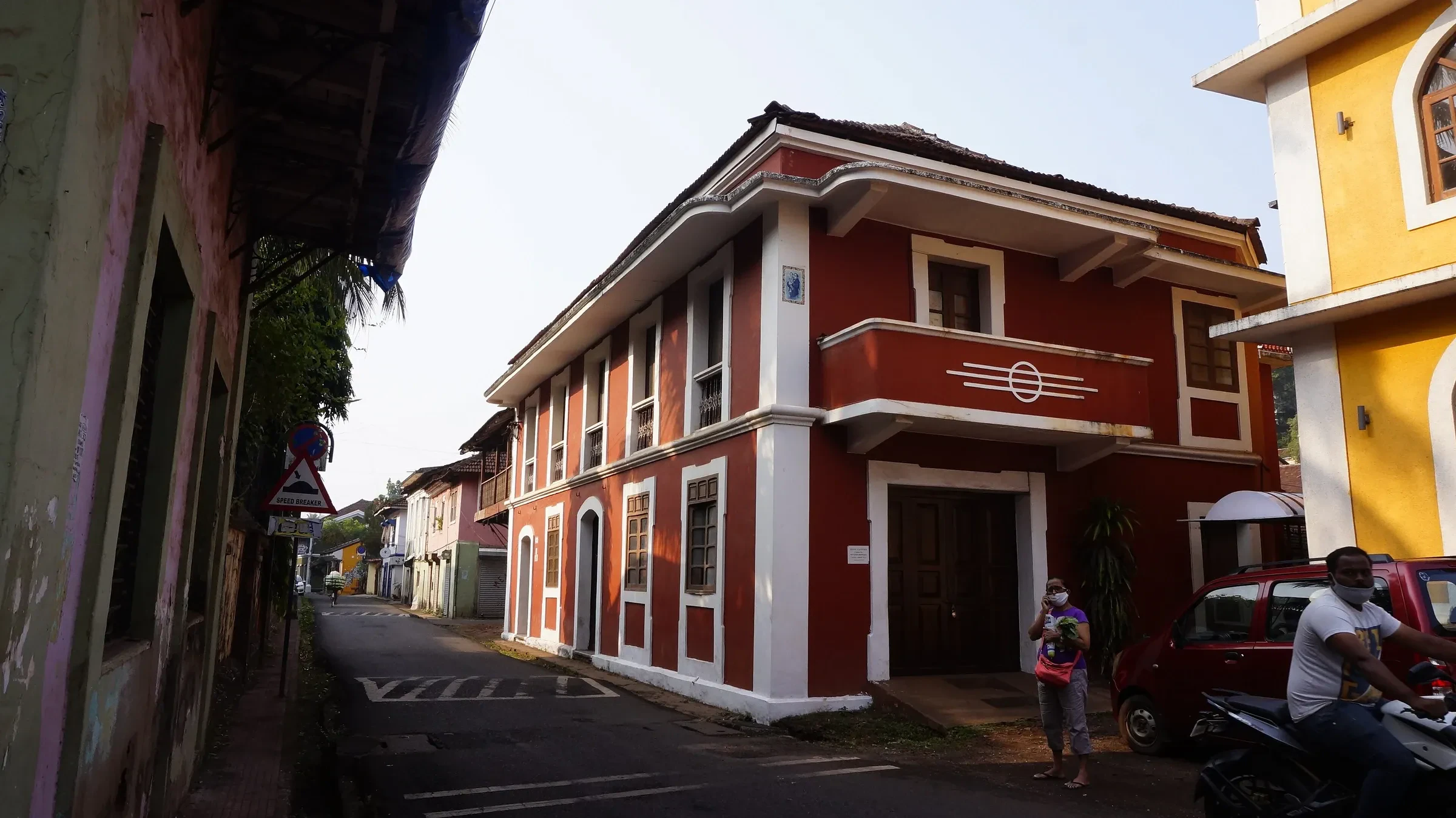 Portuguese-era houses on a street in Fontainhas, Panjim's Latin Quarter