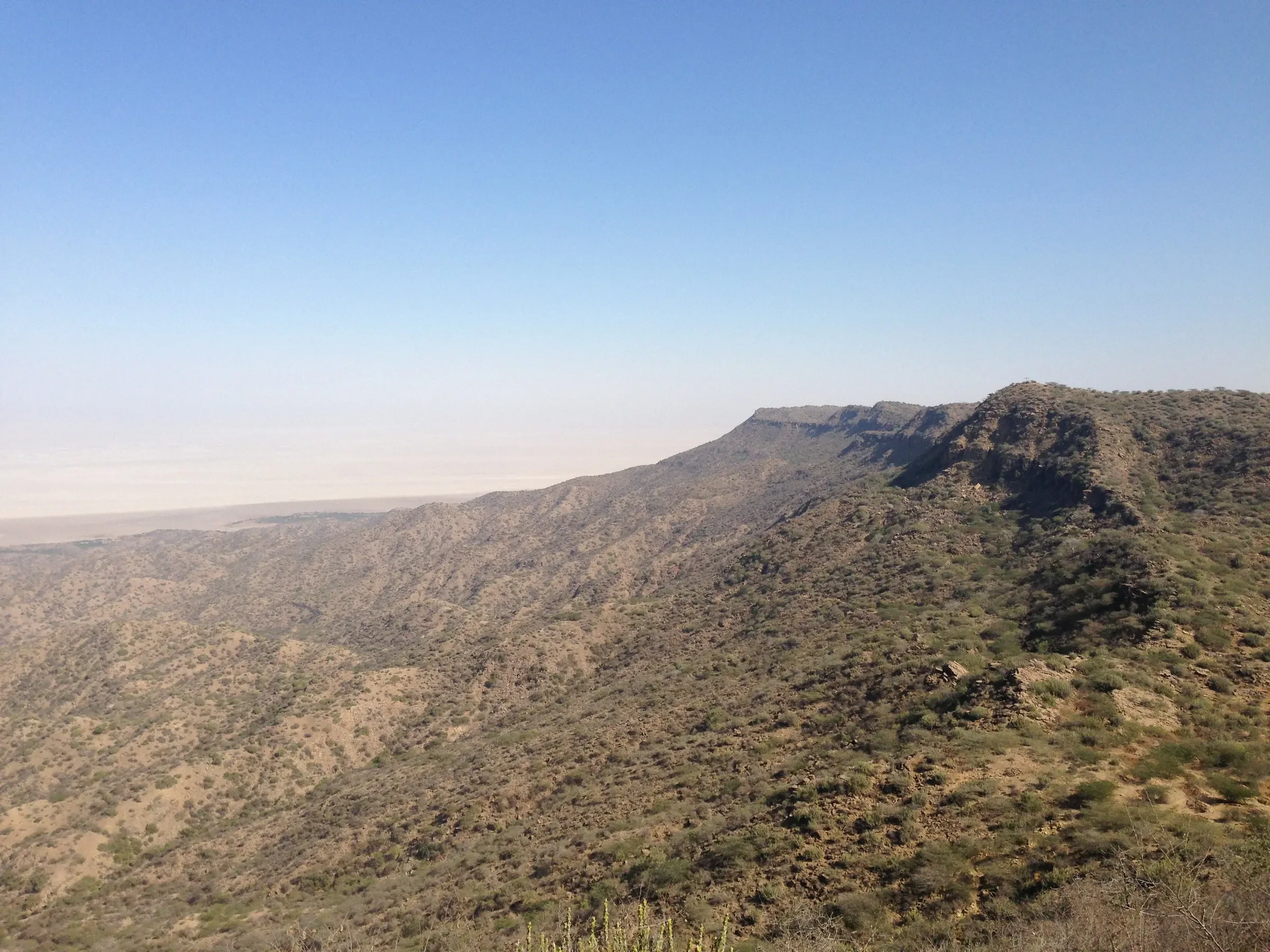 The white salt desert of the Rann seen from the hills at Kalo Dungar