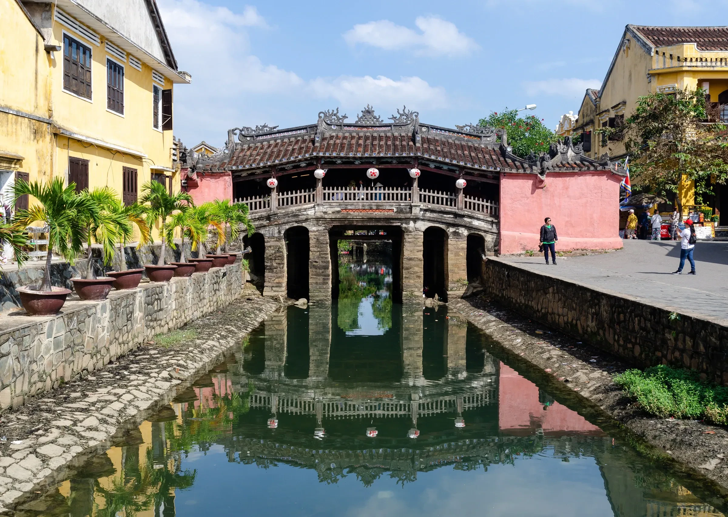 The Japanese Covered Bridge over its canal in Hoi An's Old Town