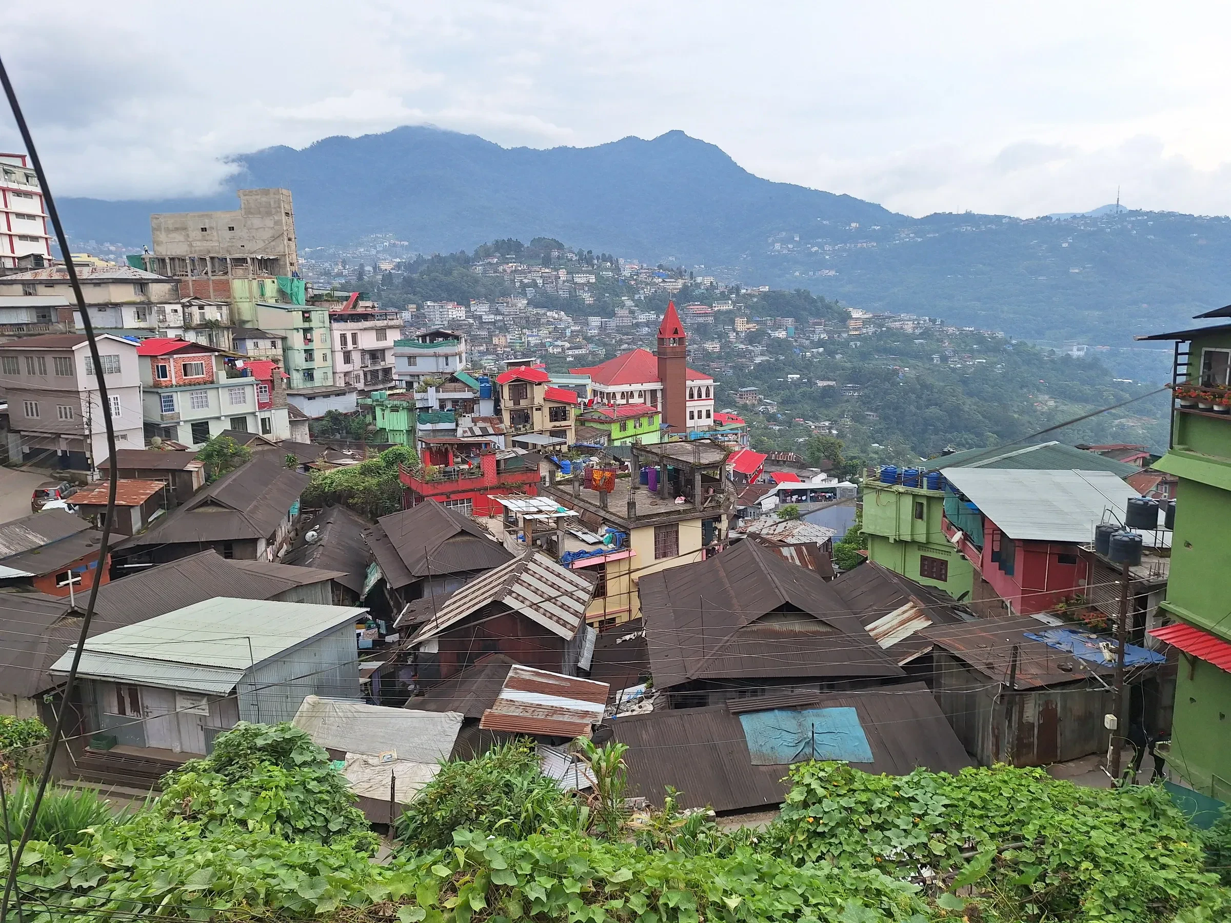 The busy hillside streets of Naga Bazaar in Kohima, the capital of Nagaland
