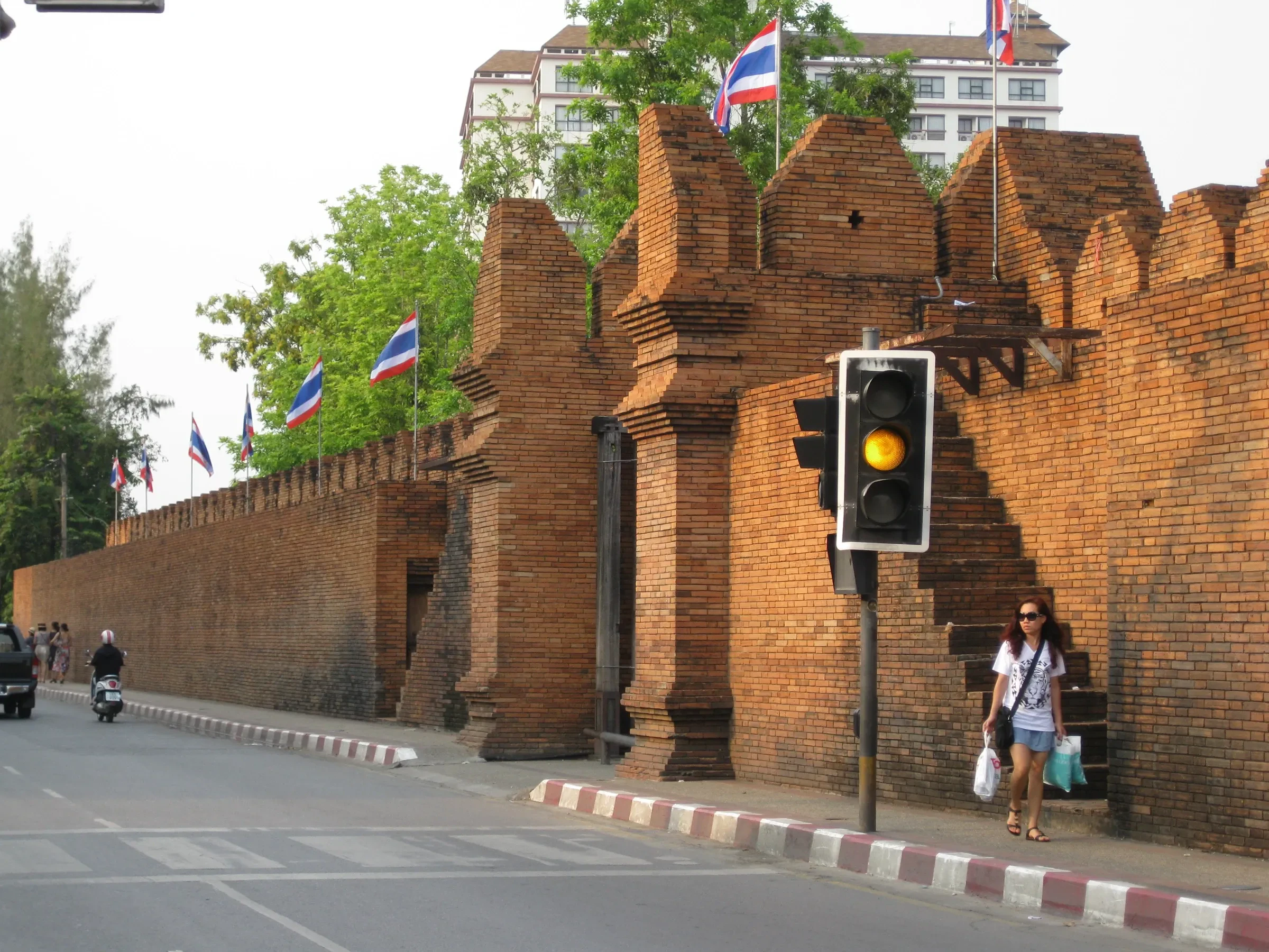 The brick walls of Tha Phae Gate on the Old City in Chiang Mai