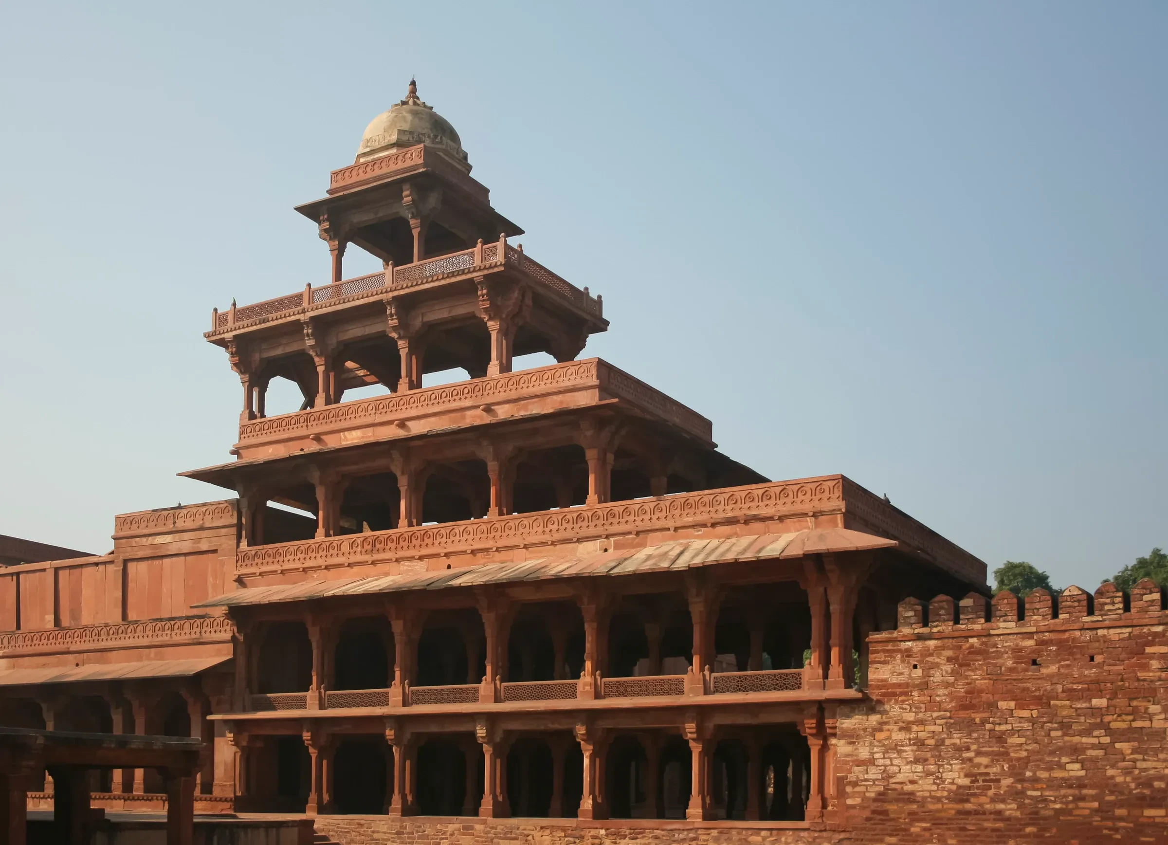 The five-storey Panch Mahal pavilion at Fatehpur Sikri, built in red sandstone