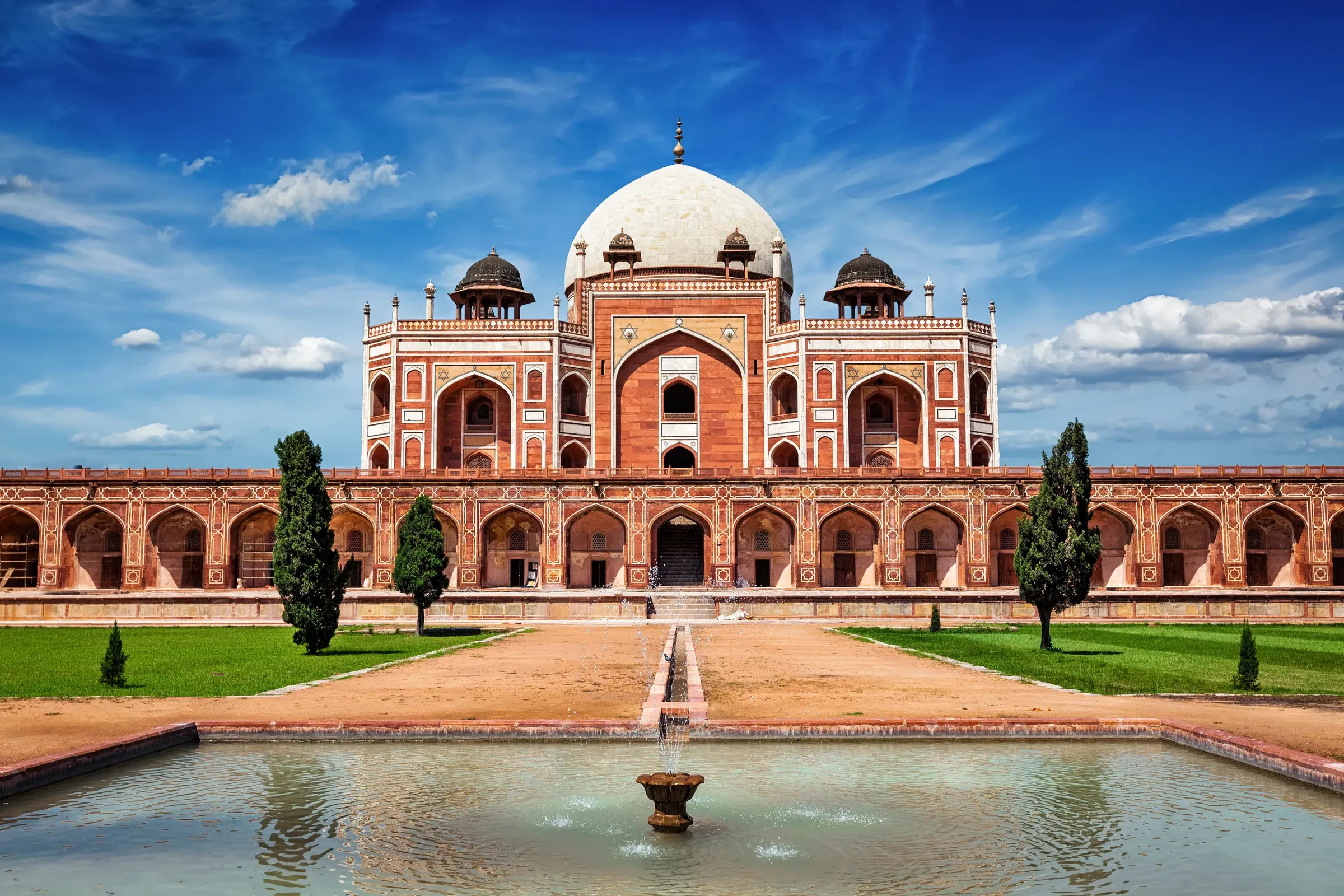 Humayun's Tomb seen across its Mughal garden