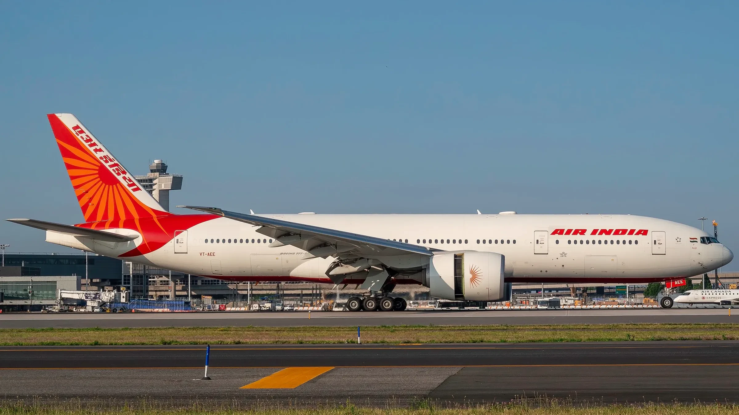 An Air India Boeing 777 on the ground at New York JFK airport