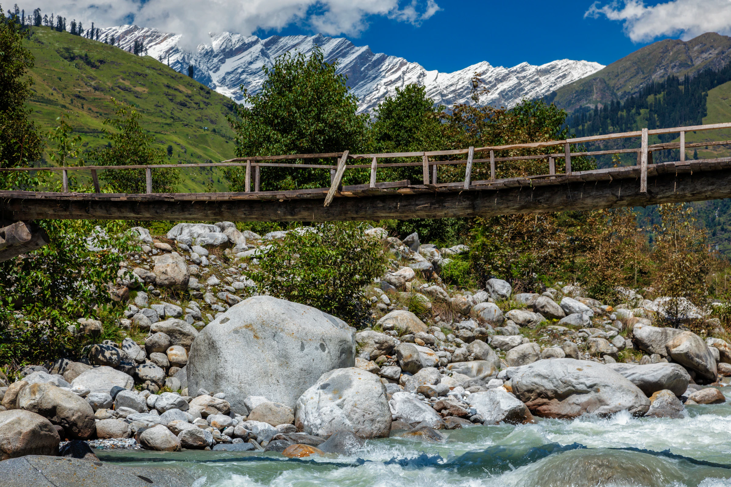 The Beas river running through the Kullu Valley near Manali