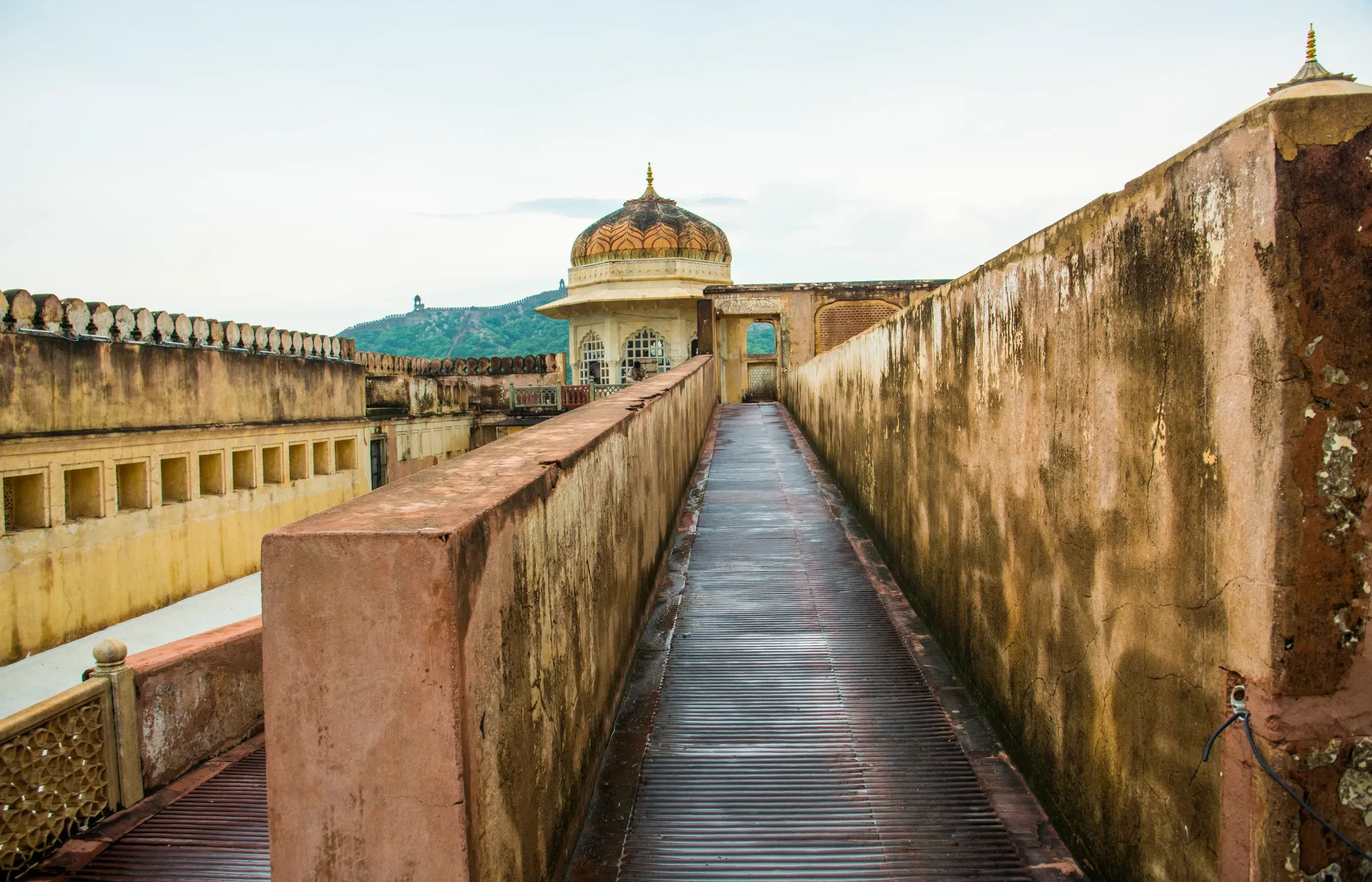 A walkway along the ramparts of Amber Fort near Jaipur