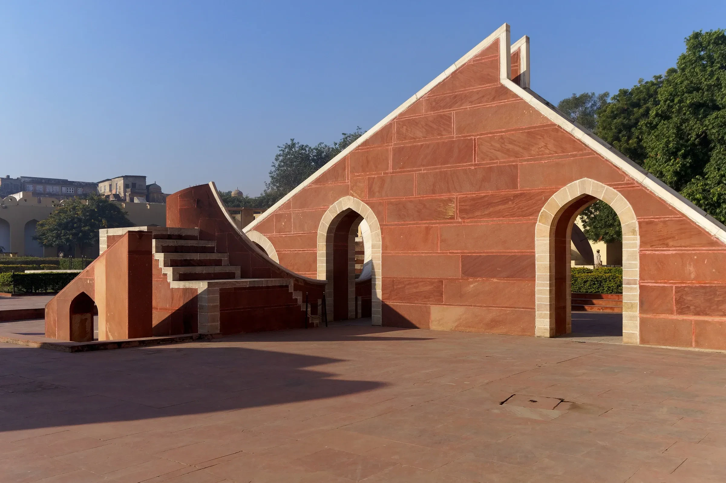 The stone gnomon and stepped instruments at Jantar Mantar, Jaipur's 18th-century observatory