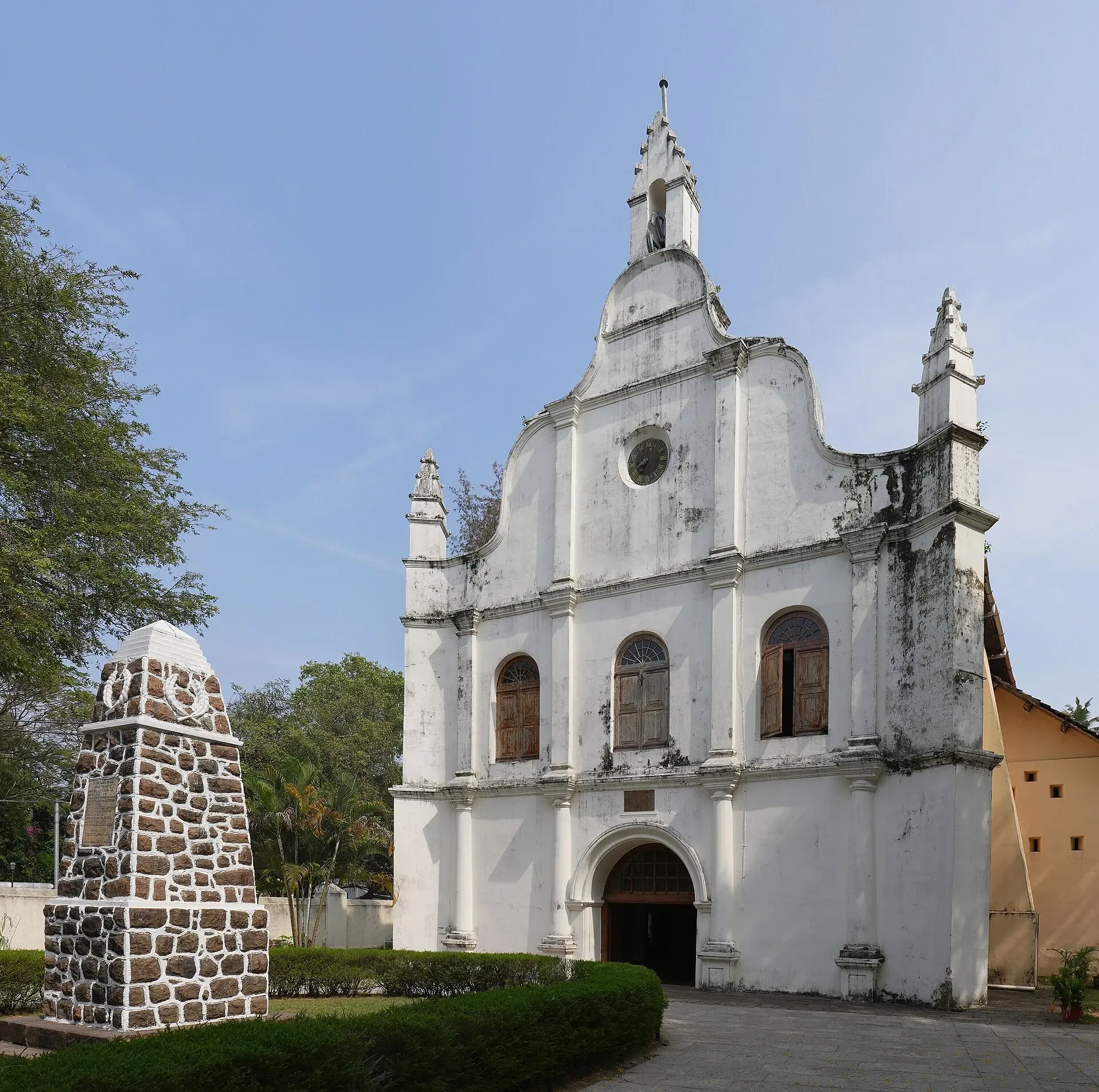 St Francis Church's whitewashed gabled facade in Fort Kochi