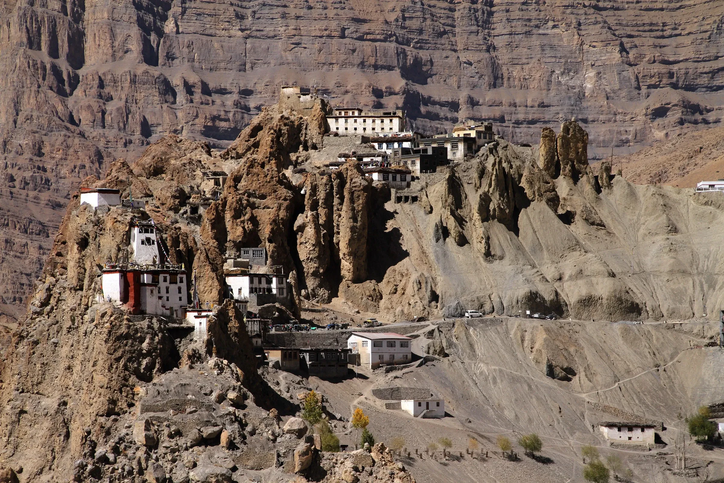Dhankar Gompa perched on a rocky spur above the Spiti Valley