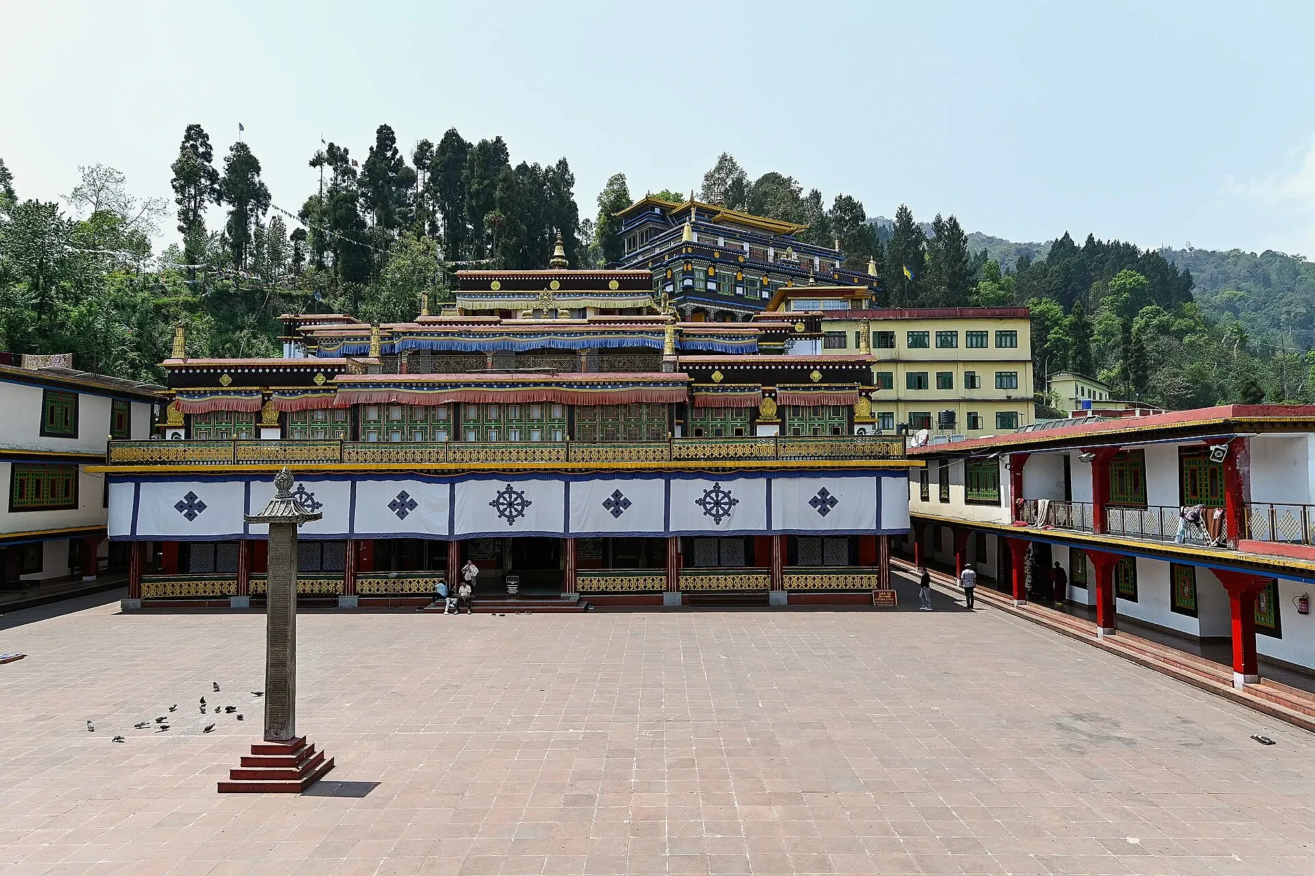 Buildings around the main courtyard of Rumtek Monastery near Gangtok in Sikkim