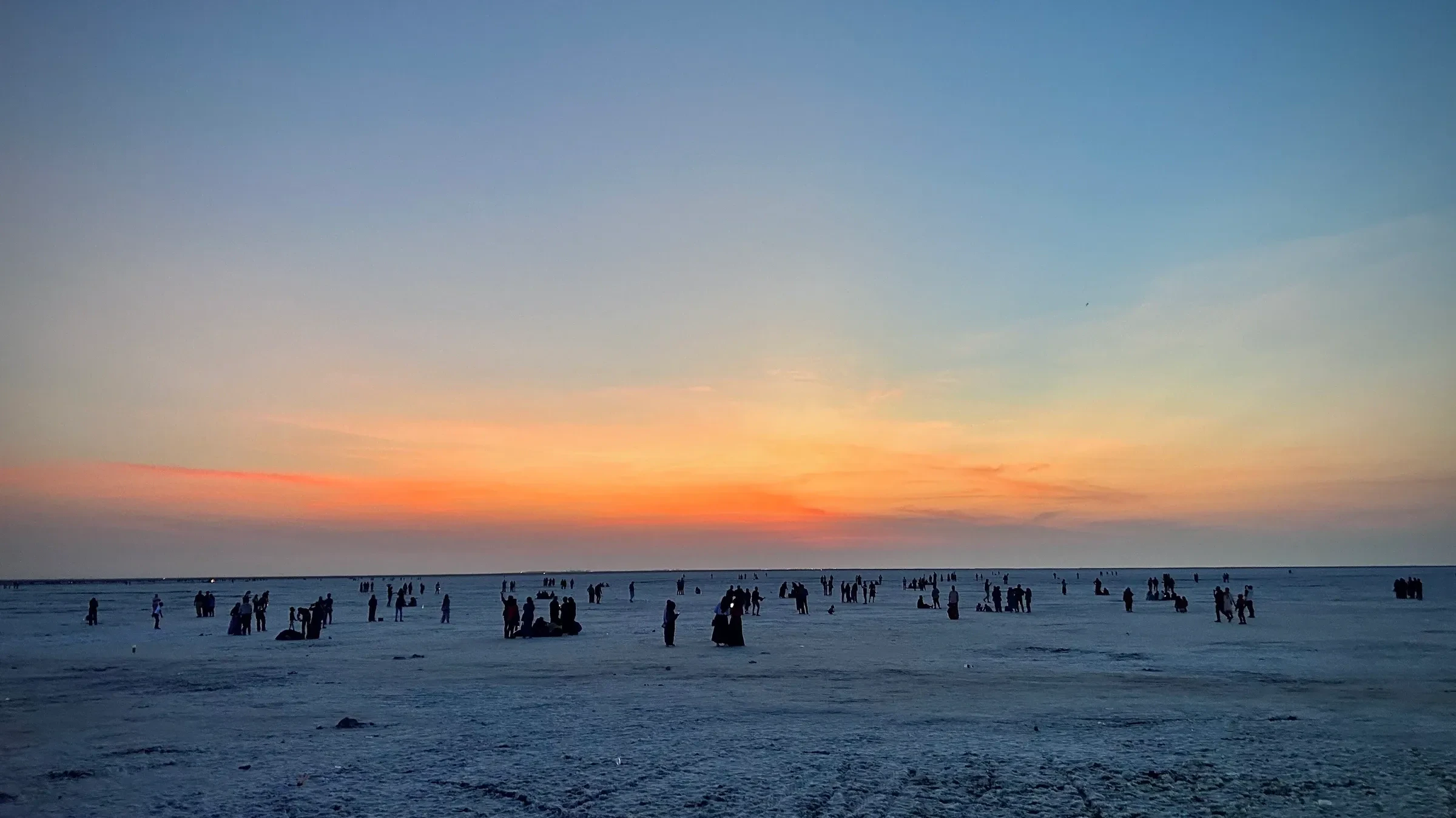 Sunset over the White Rann's salt flats at Rann Utsav, near Dhordo