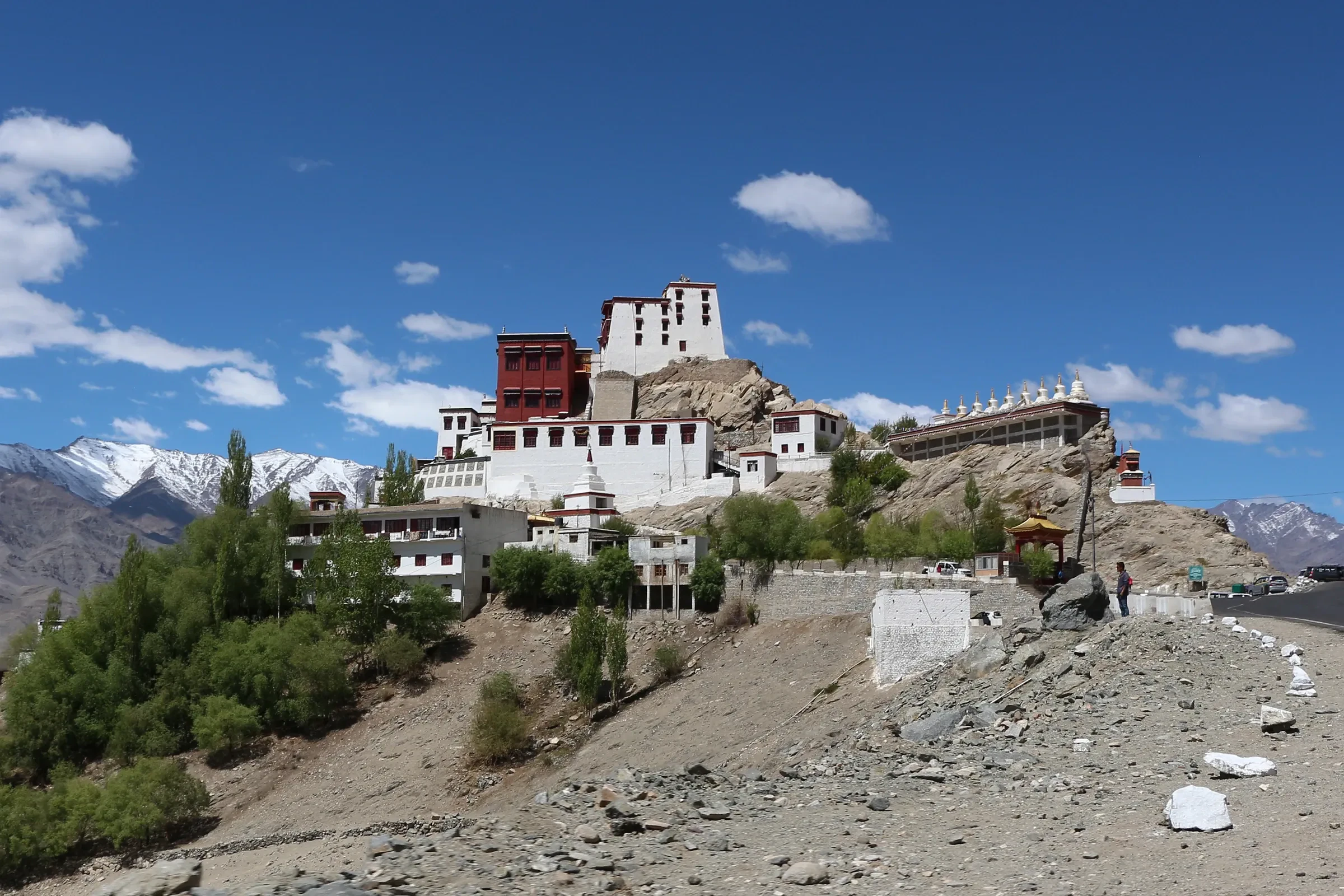 Thiksey Monastery rising above its hillside village in Ladakh