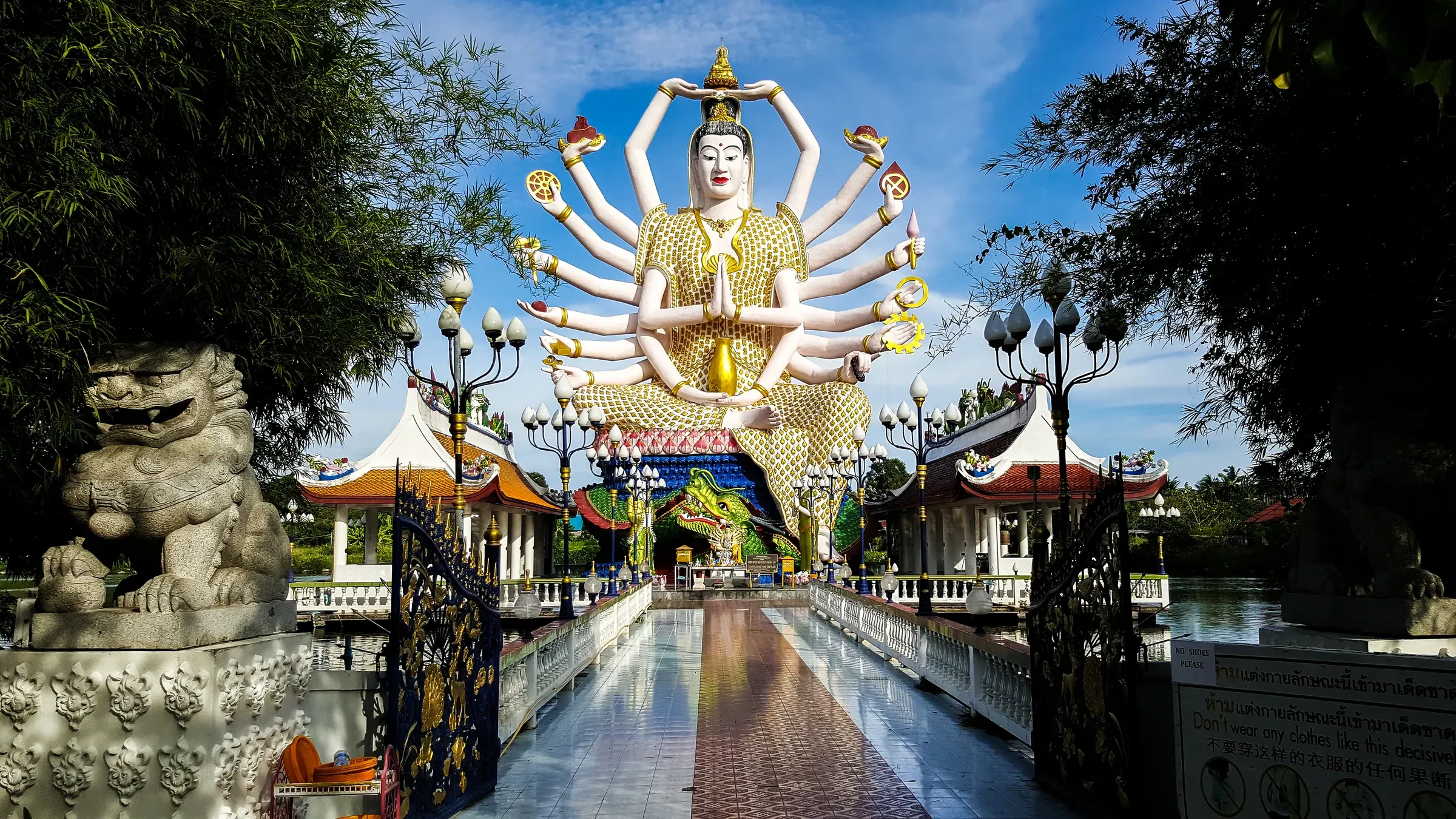 The multi-armed Guanyin statue at Wat Plai Laem on Koh Samui