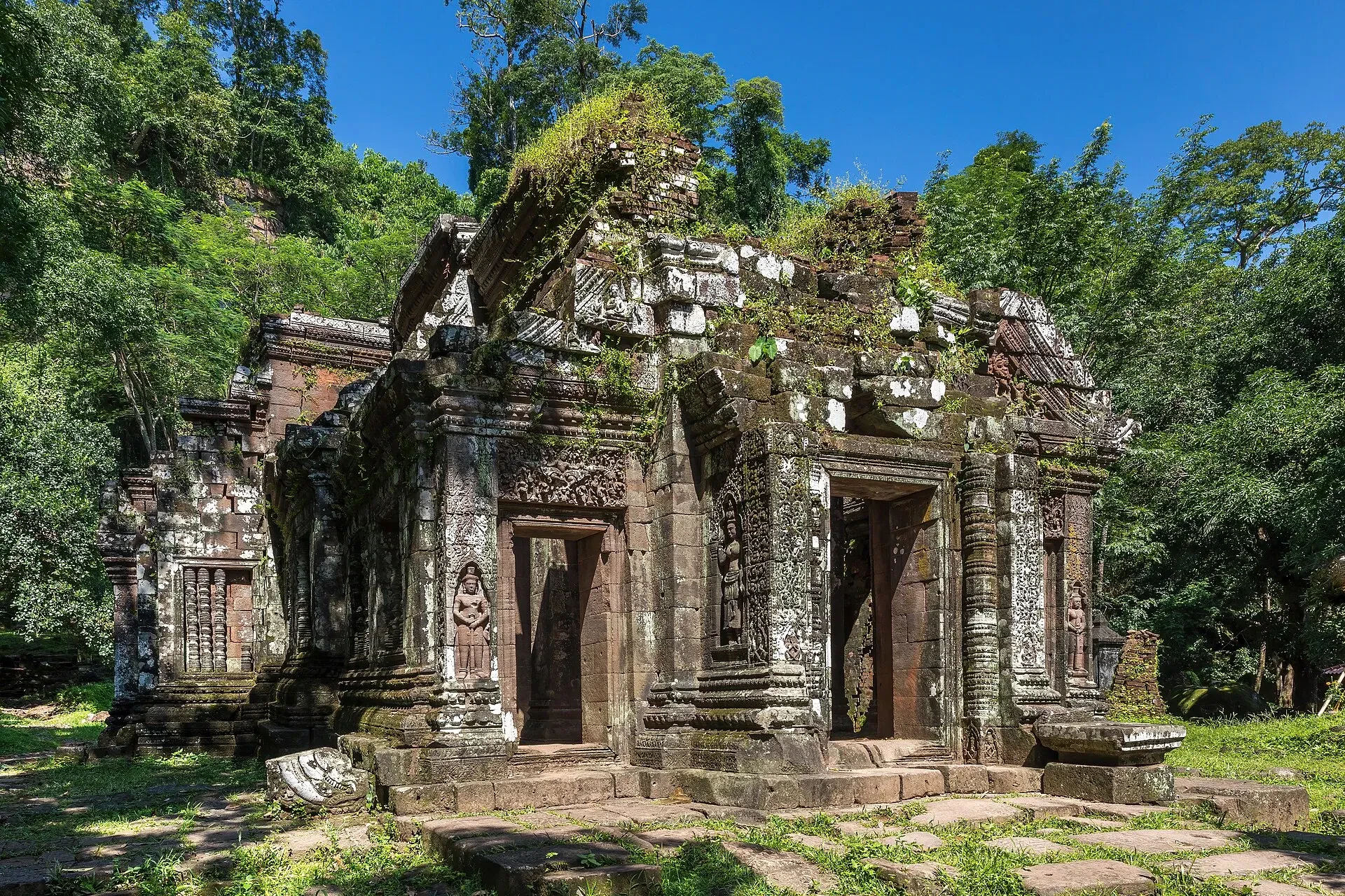 The ruined Khmer Hindu temple of Wat Phou in Champasak