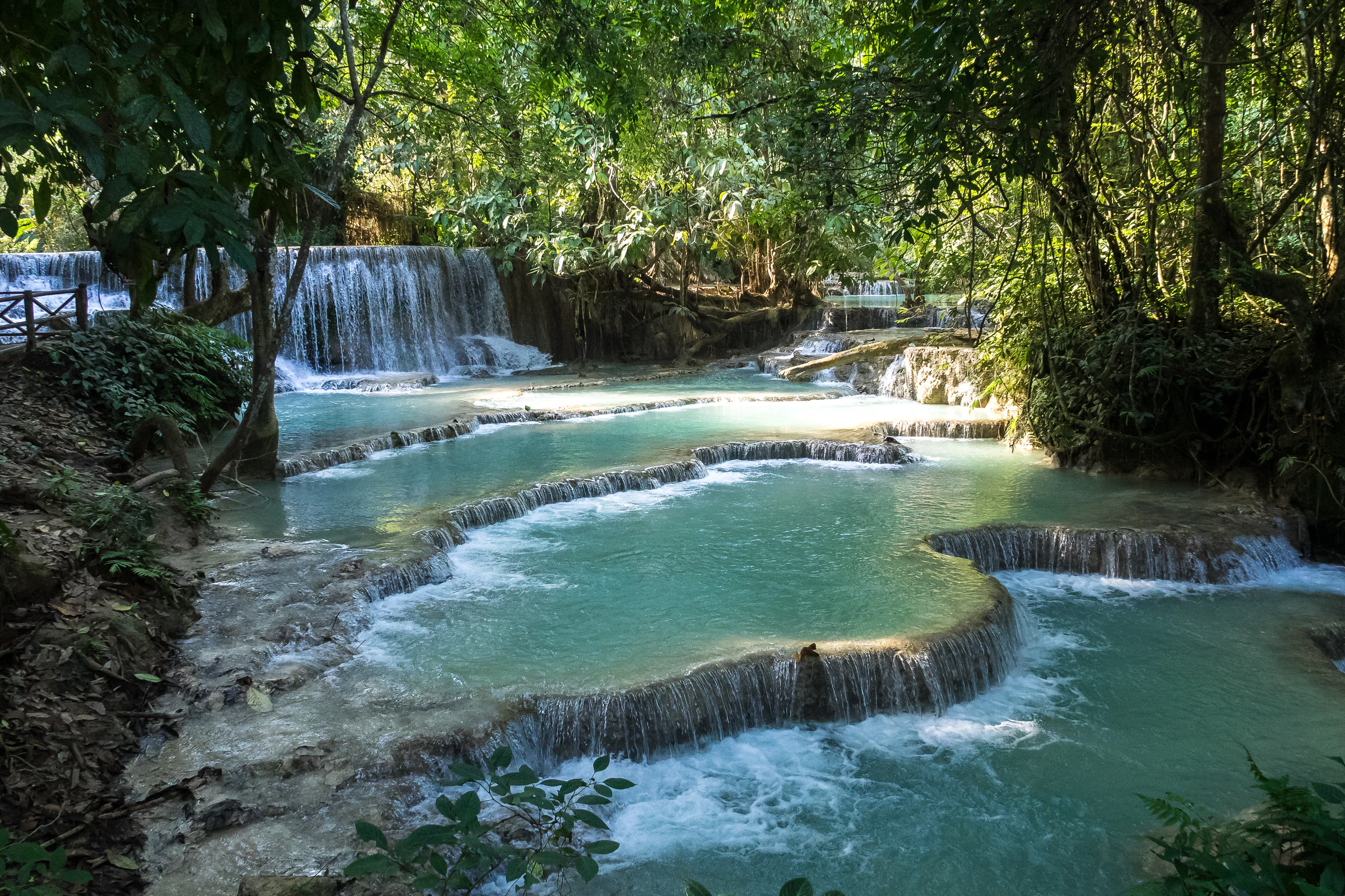 Kuang Si Falls, a series of turquoise pools in the forest near Luang Prabang