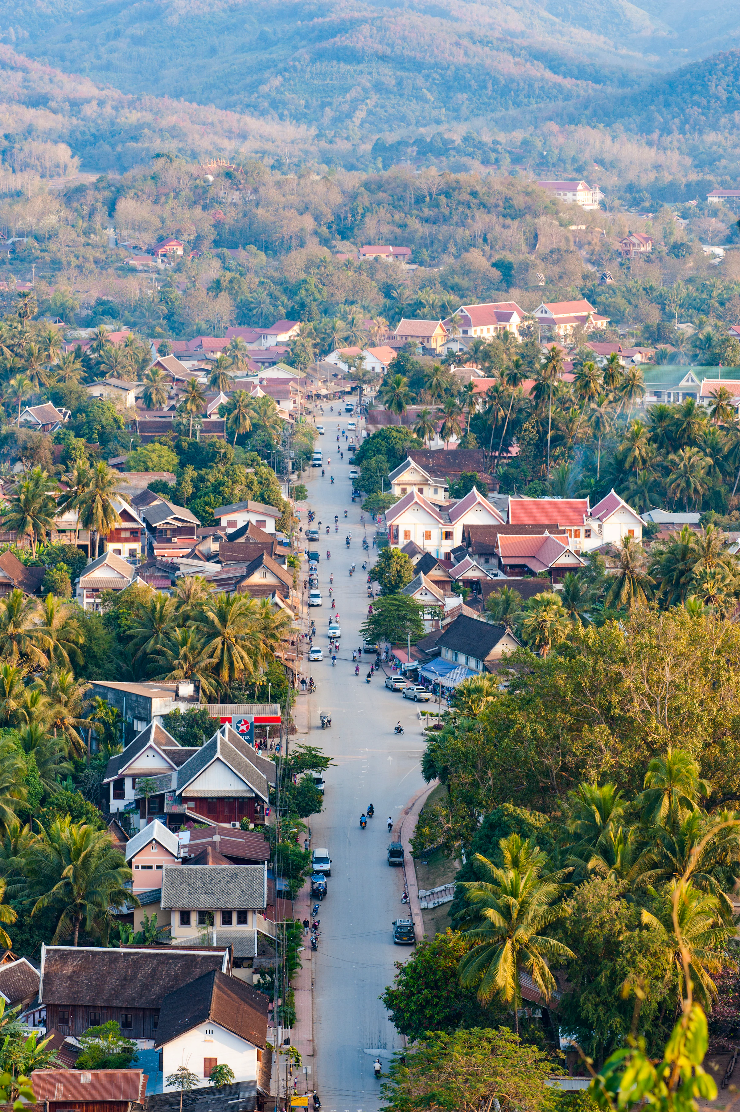 Luang Prabang's rooftops and the Mekong seen from Wat Phousi
