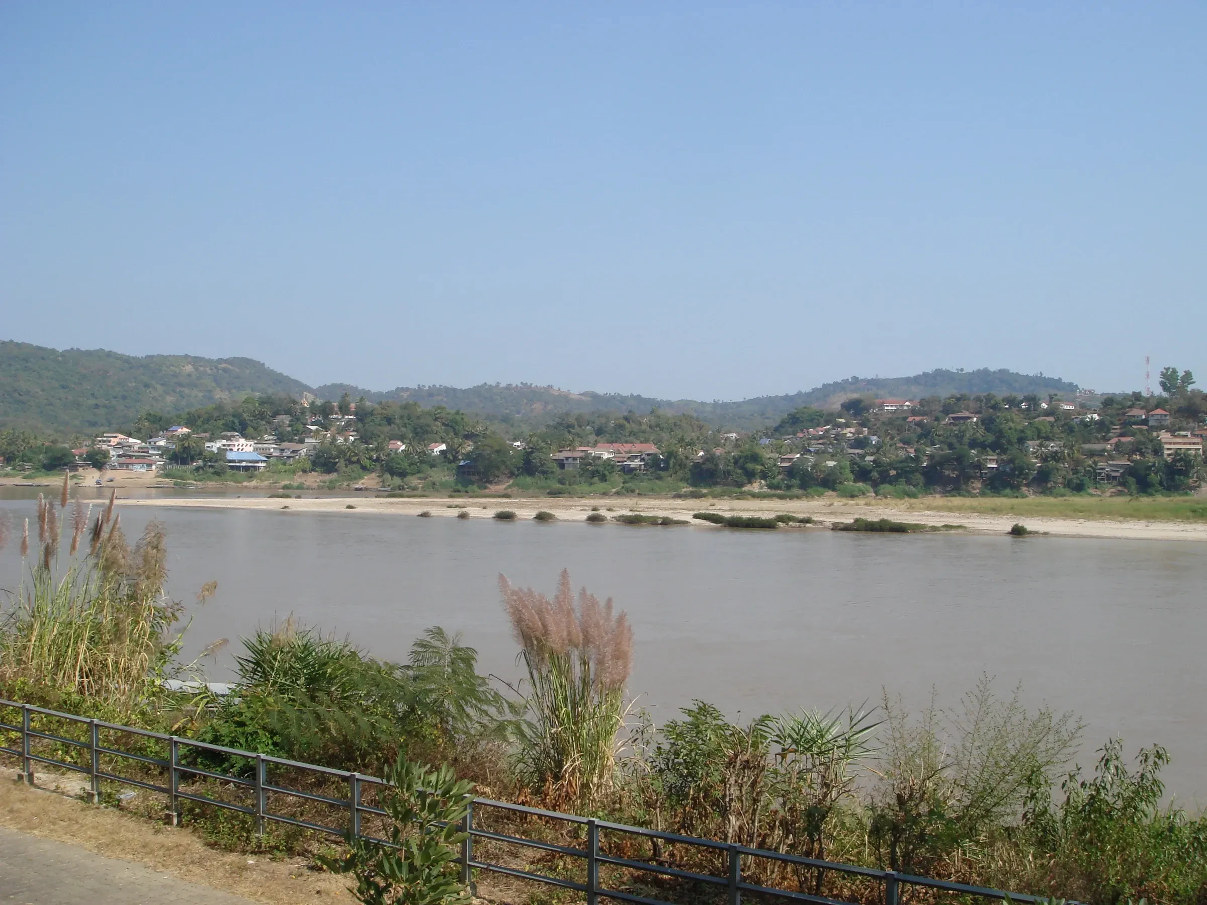 Huay Xai on the Lao bank of the Mekong, seen from Chiang Khong in Thailand