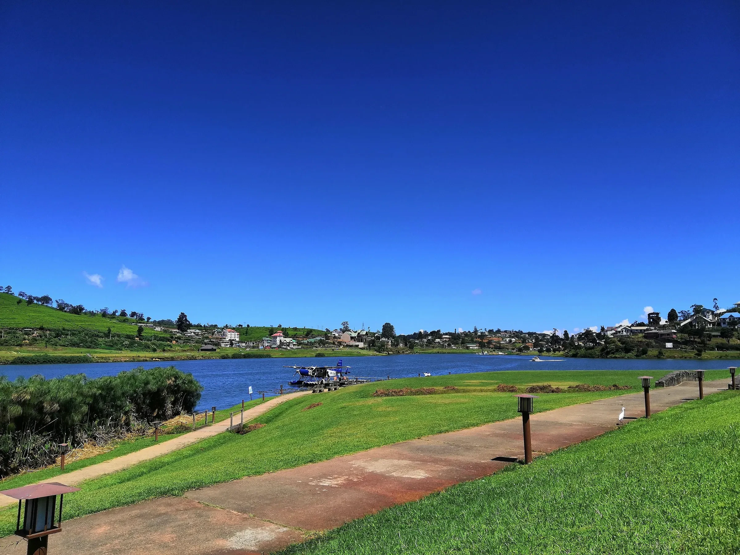Gregory Lake in Nuwara Eliya with a lakeside path and hills behind