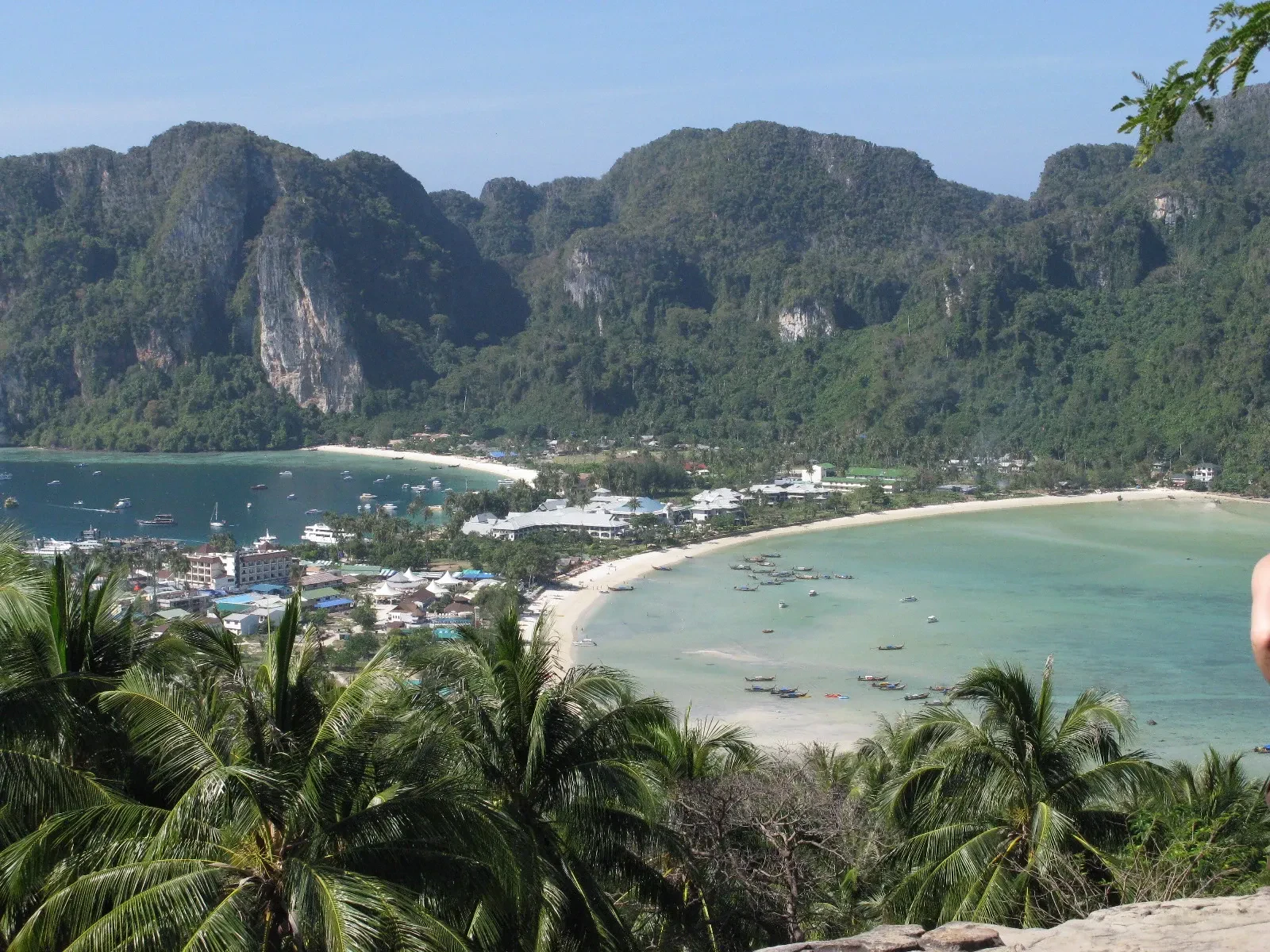 The curved bays of Ko Phi Phi Don seen from the island's viewpoint