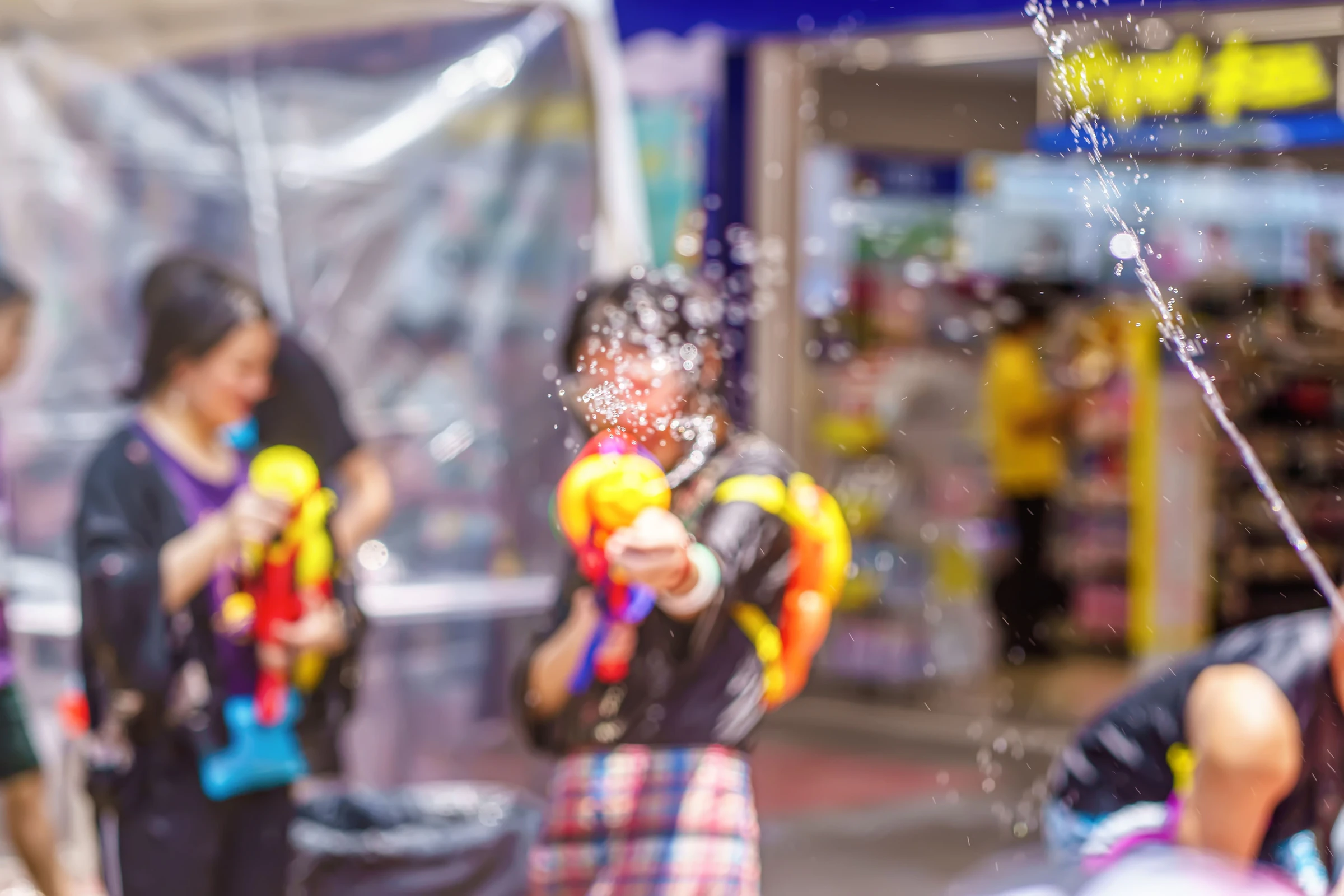 The people celebrating the Songkran Festival in Thailand