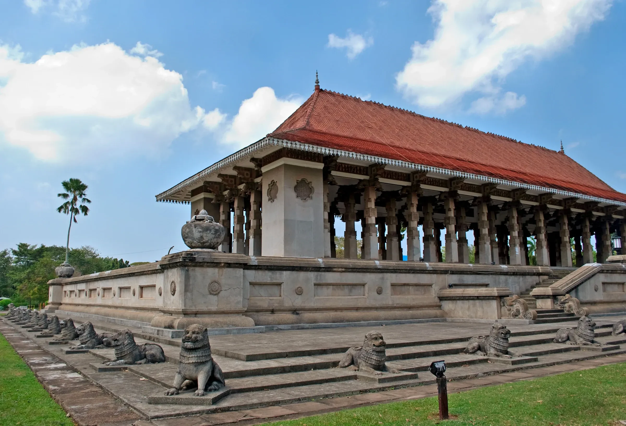 The Independence Commemoration Hall in Colombo, with stone lions on its steps