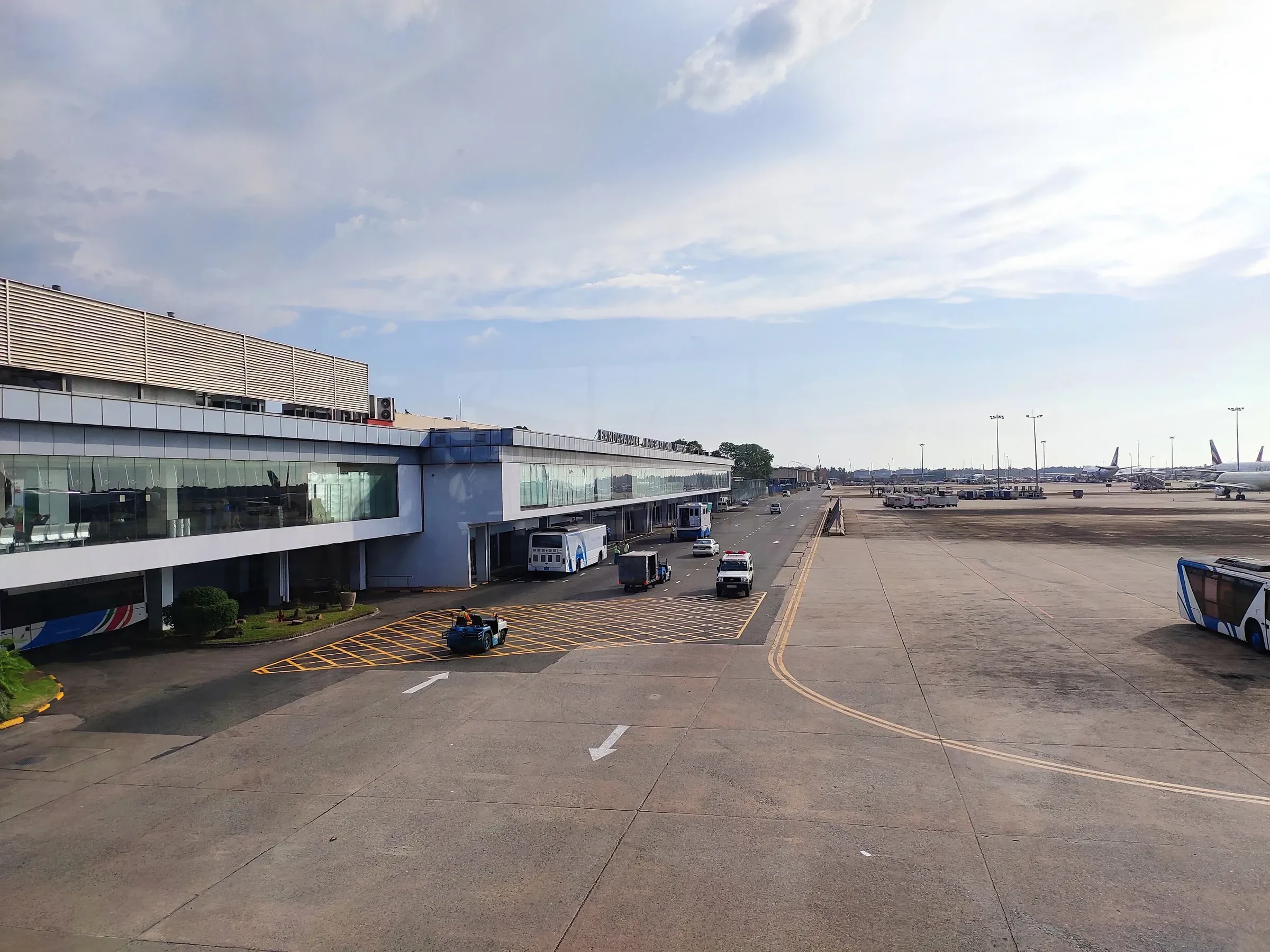 The passenger terminal and apron at Bandaranaike International Airport