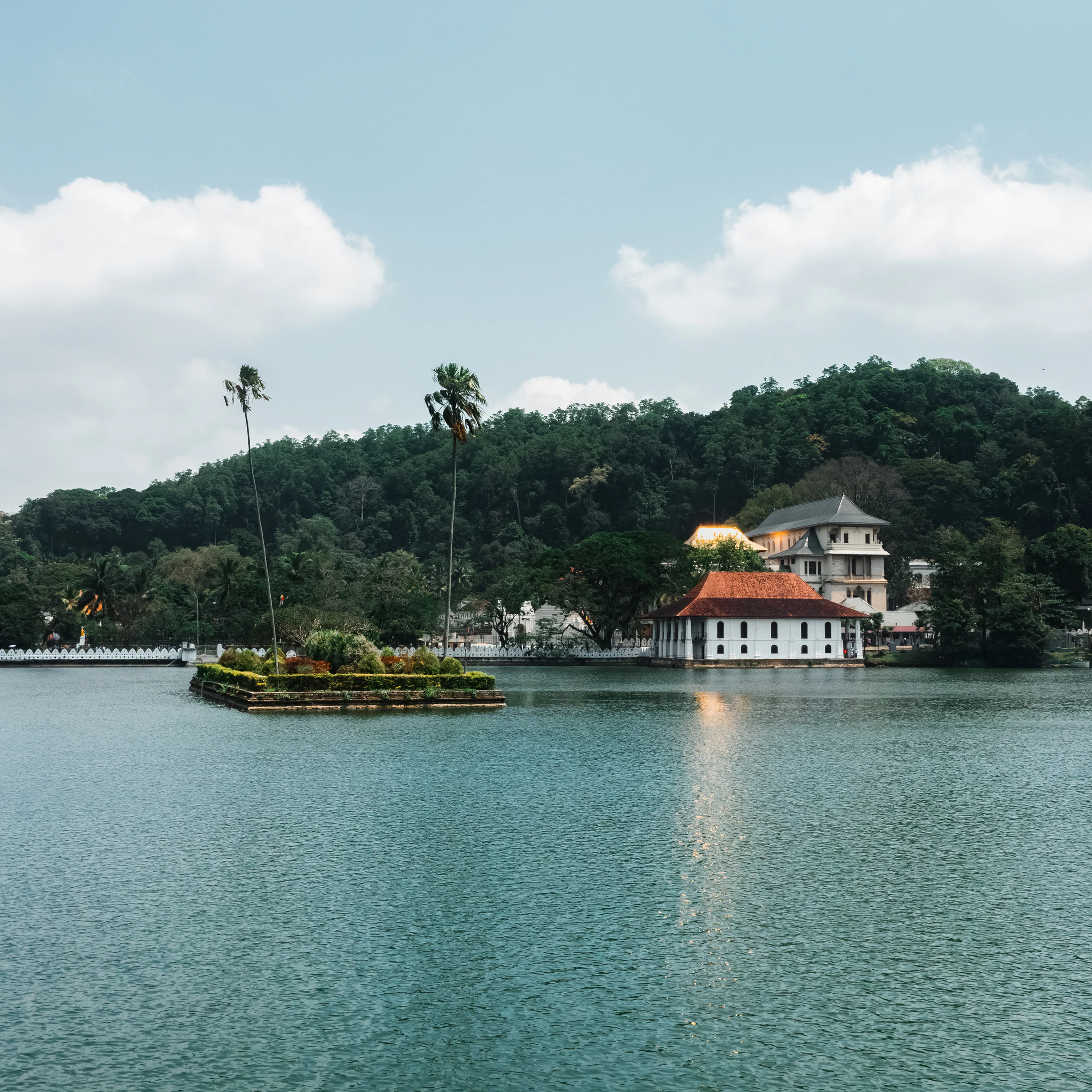 Kandy Lake and the Temple of the Sacred Tooth Relic seen from above