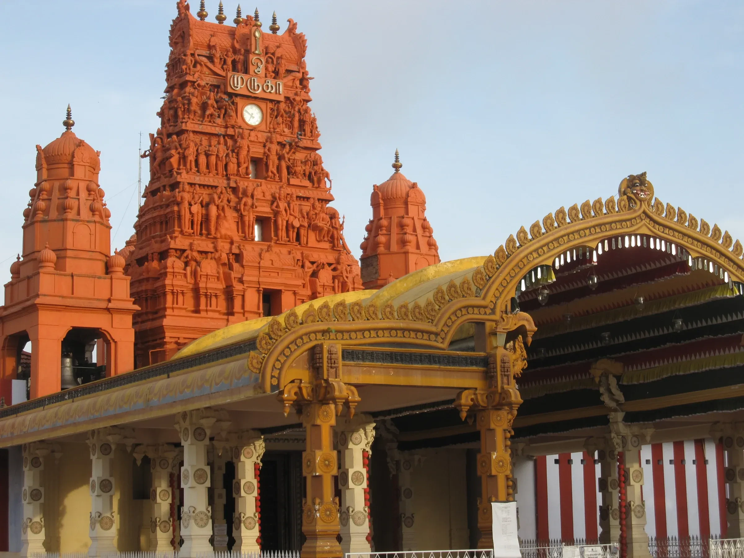 The gopuram and entrance of Nallur Kandaswamy Temple in Jaffna, in northern Sri Lanka