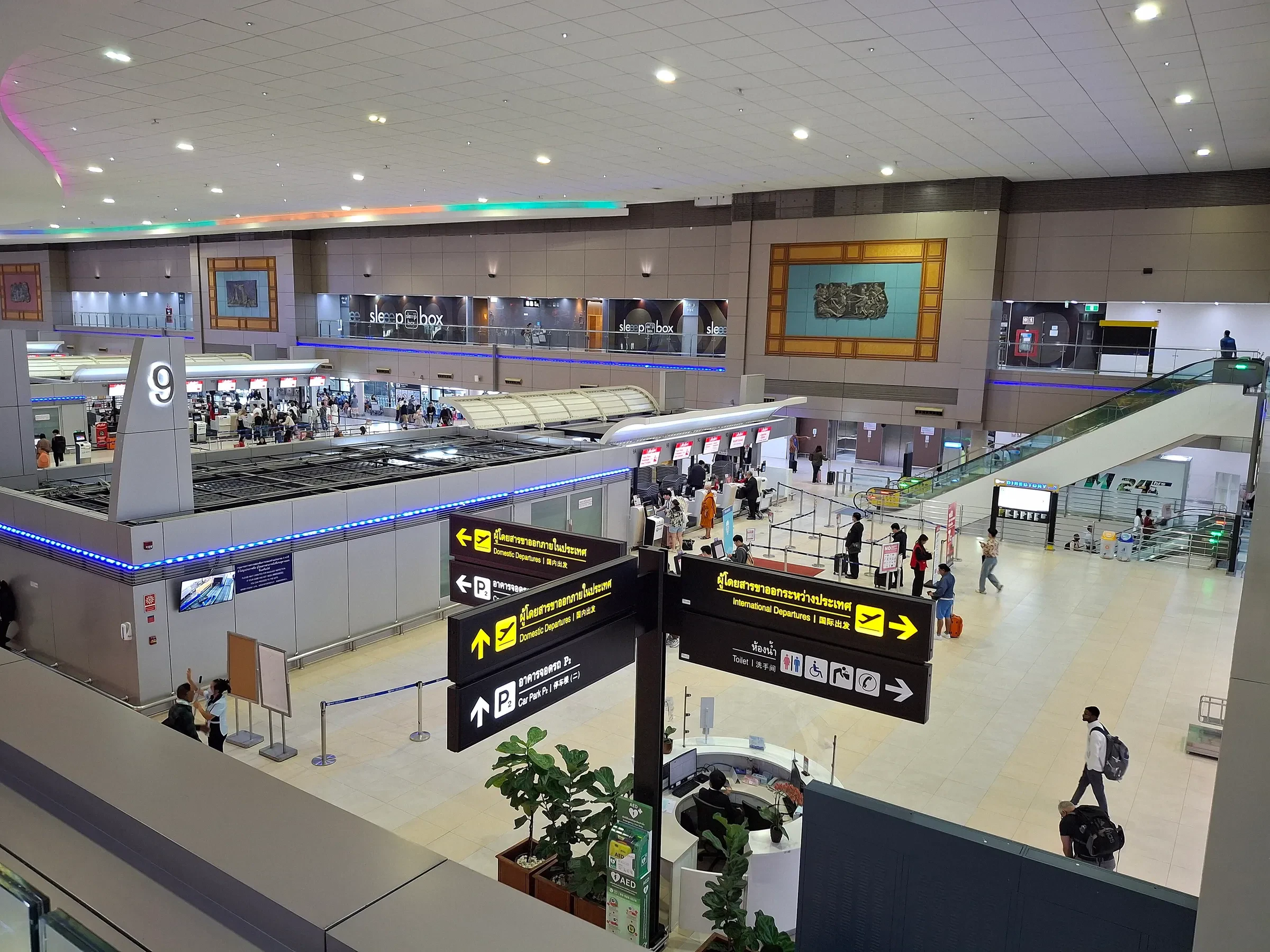 The check-in hall of Terminal 2 at Don Mueang Airport in Bangkok