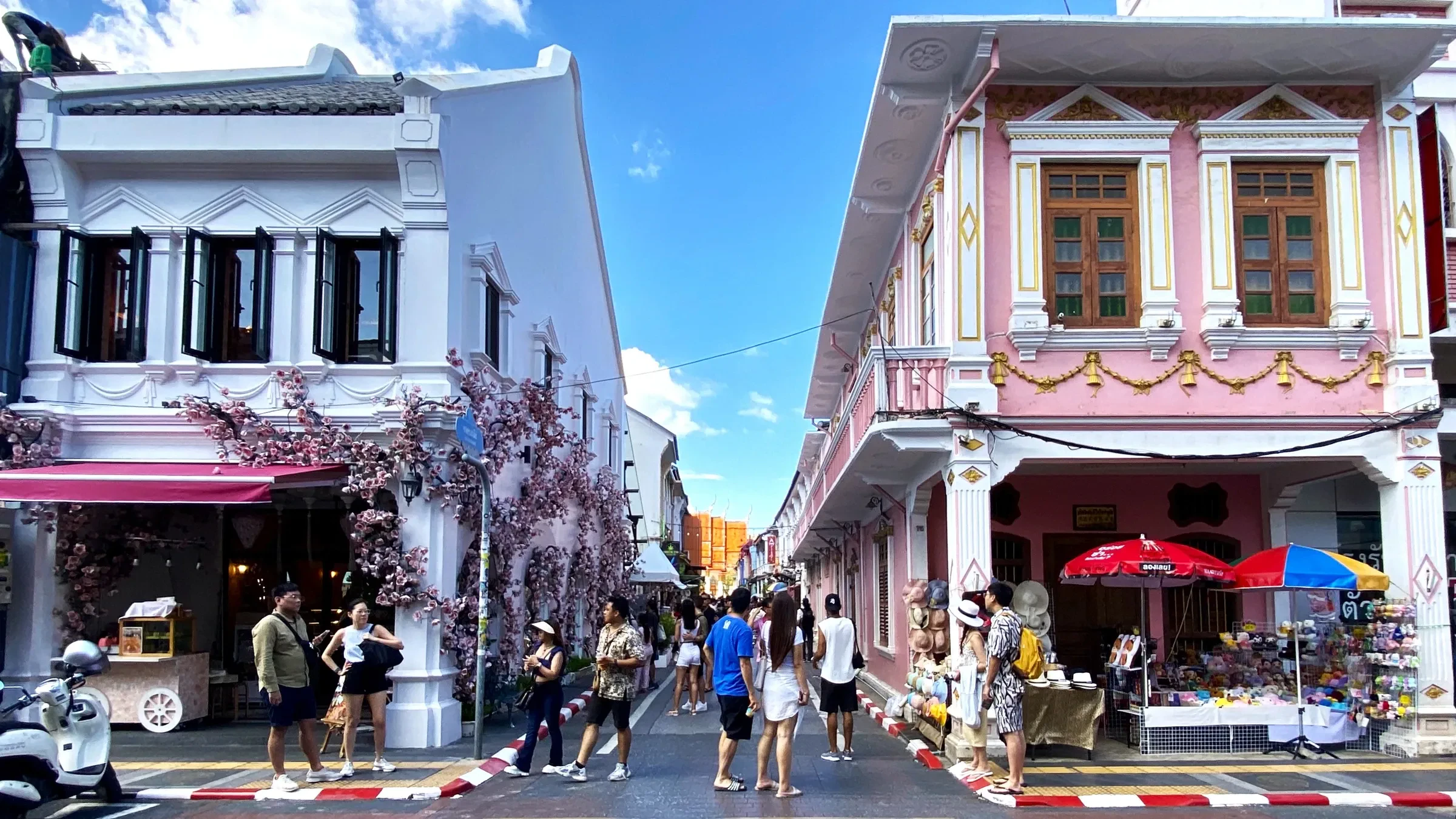 Pastel Sino-Portuguese shophouses at Soi Rommanee in Phuket Old Town