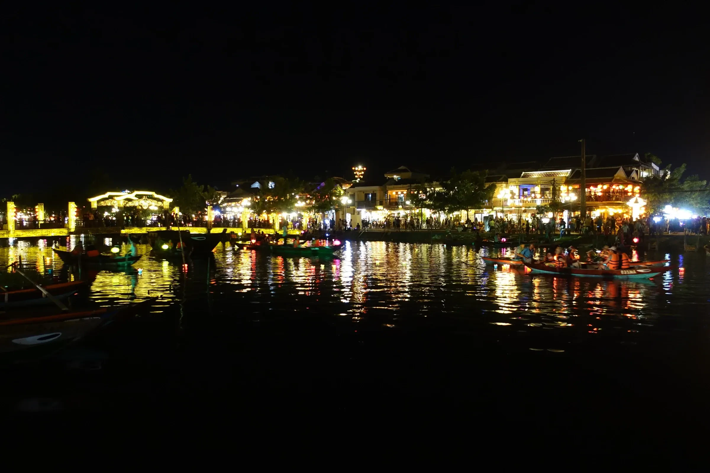 Lights reflected on the river in Hoi An's Ancient Town at night