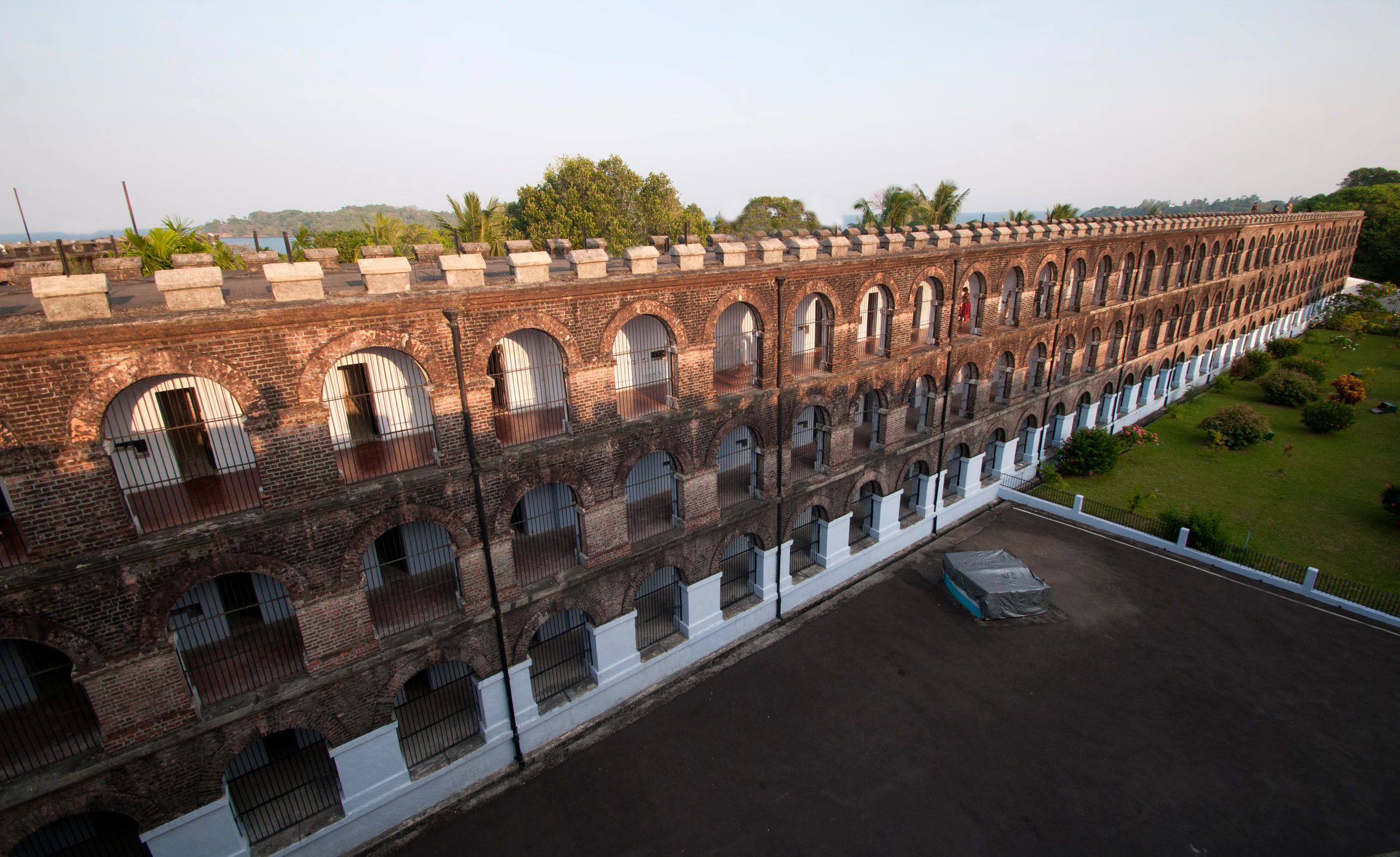 The Cellular Jail's colonial brick wings in Port Blair