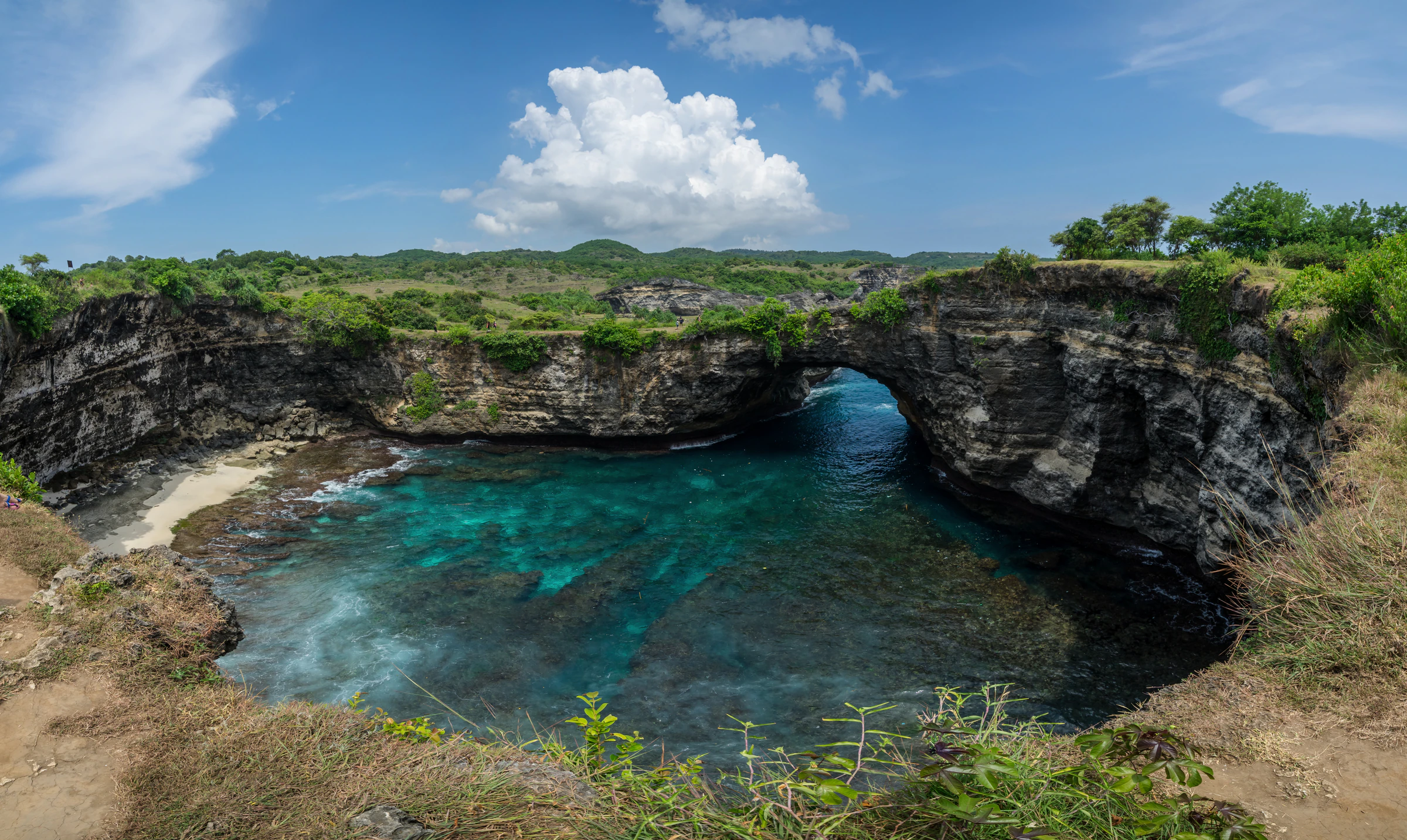 The sea arch and lagoon at Broken Beach on Nusa Penida