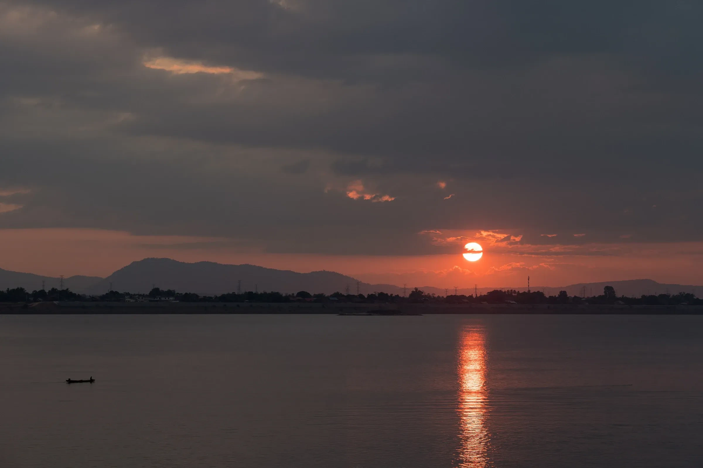 Sunset over the Mekong at Pakse