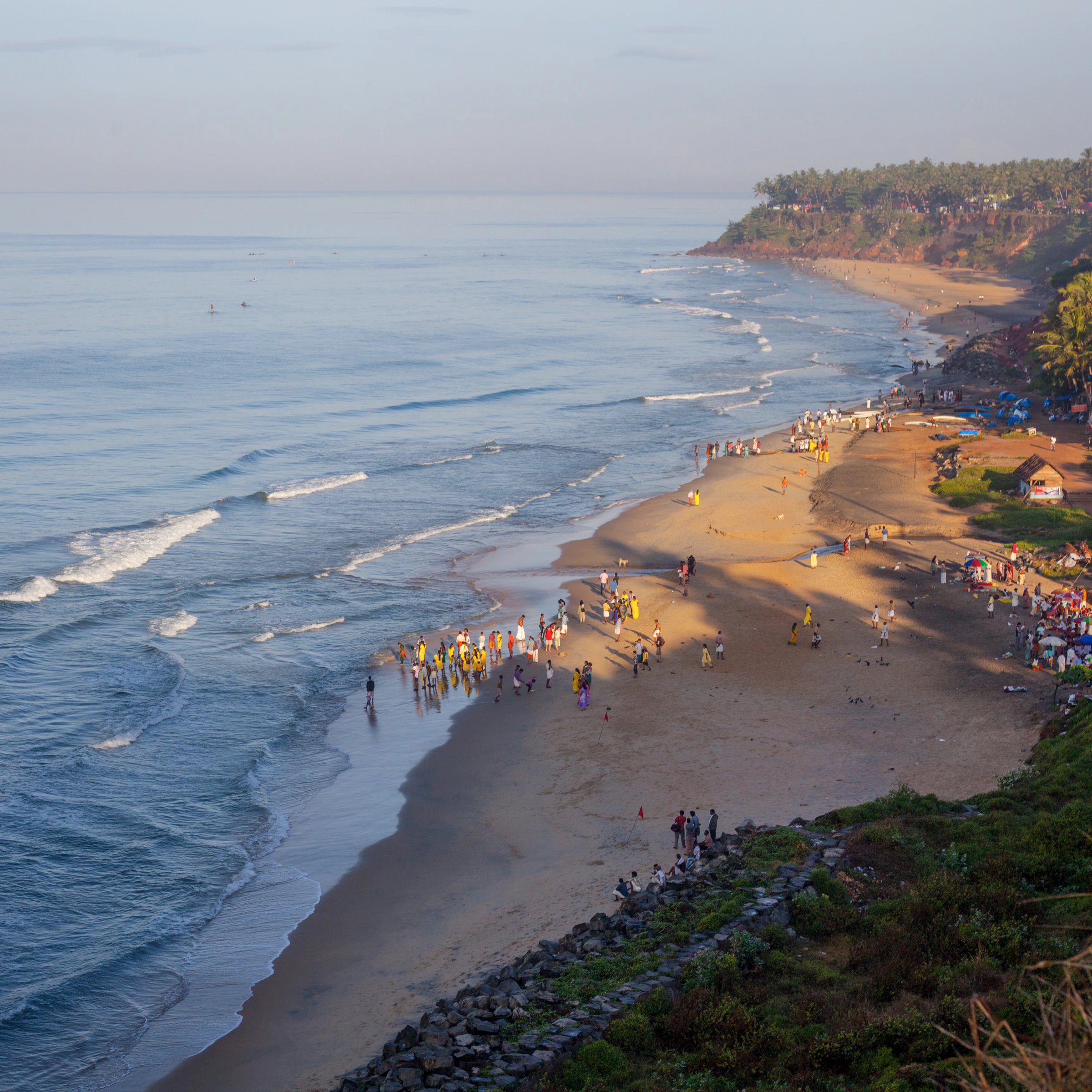 Varkala beach and the cliff seen from the clifftop path