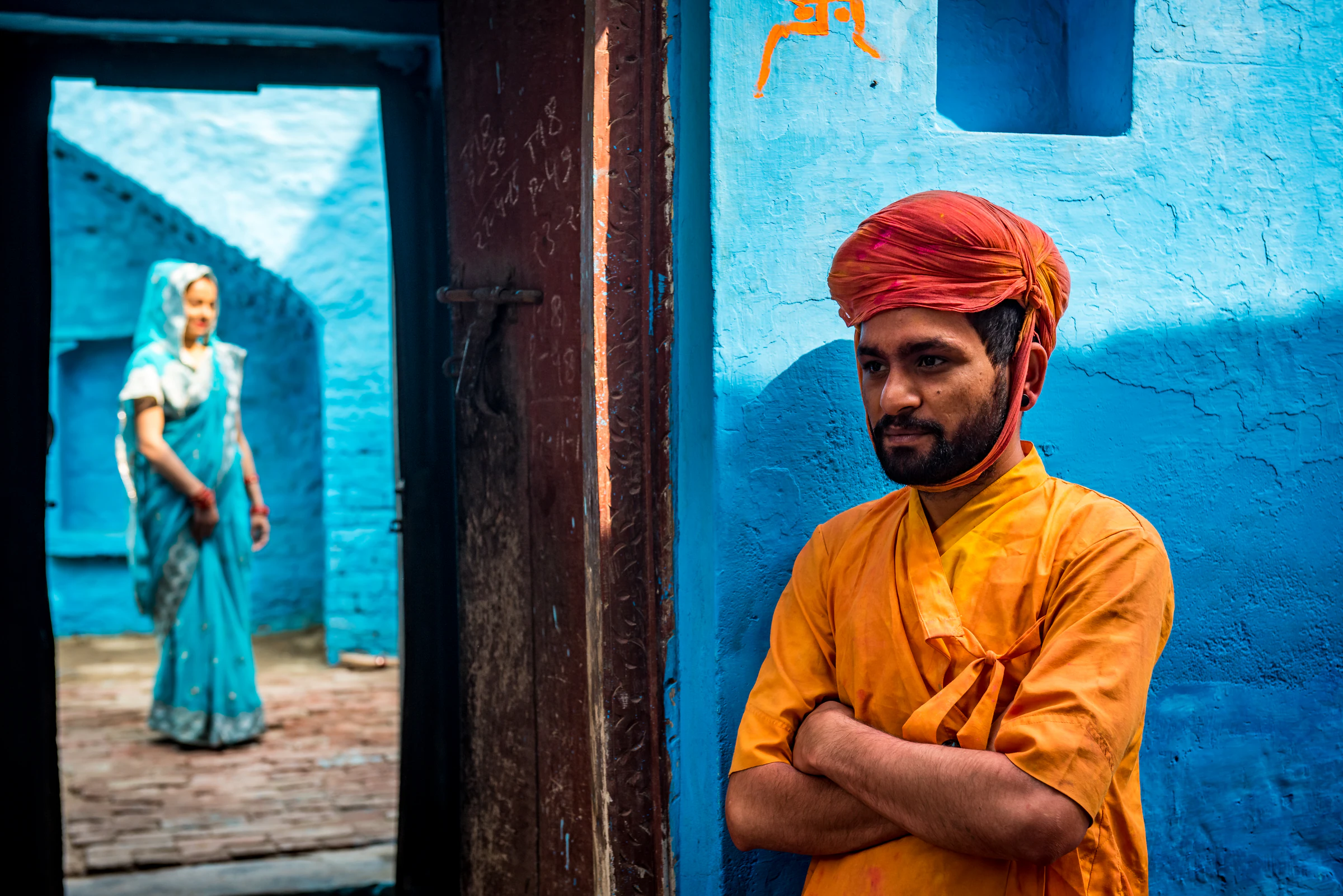 Coloured powder for sale ahead of Holi in the Braj region