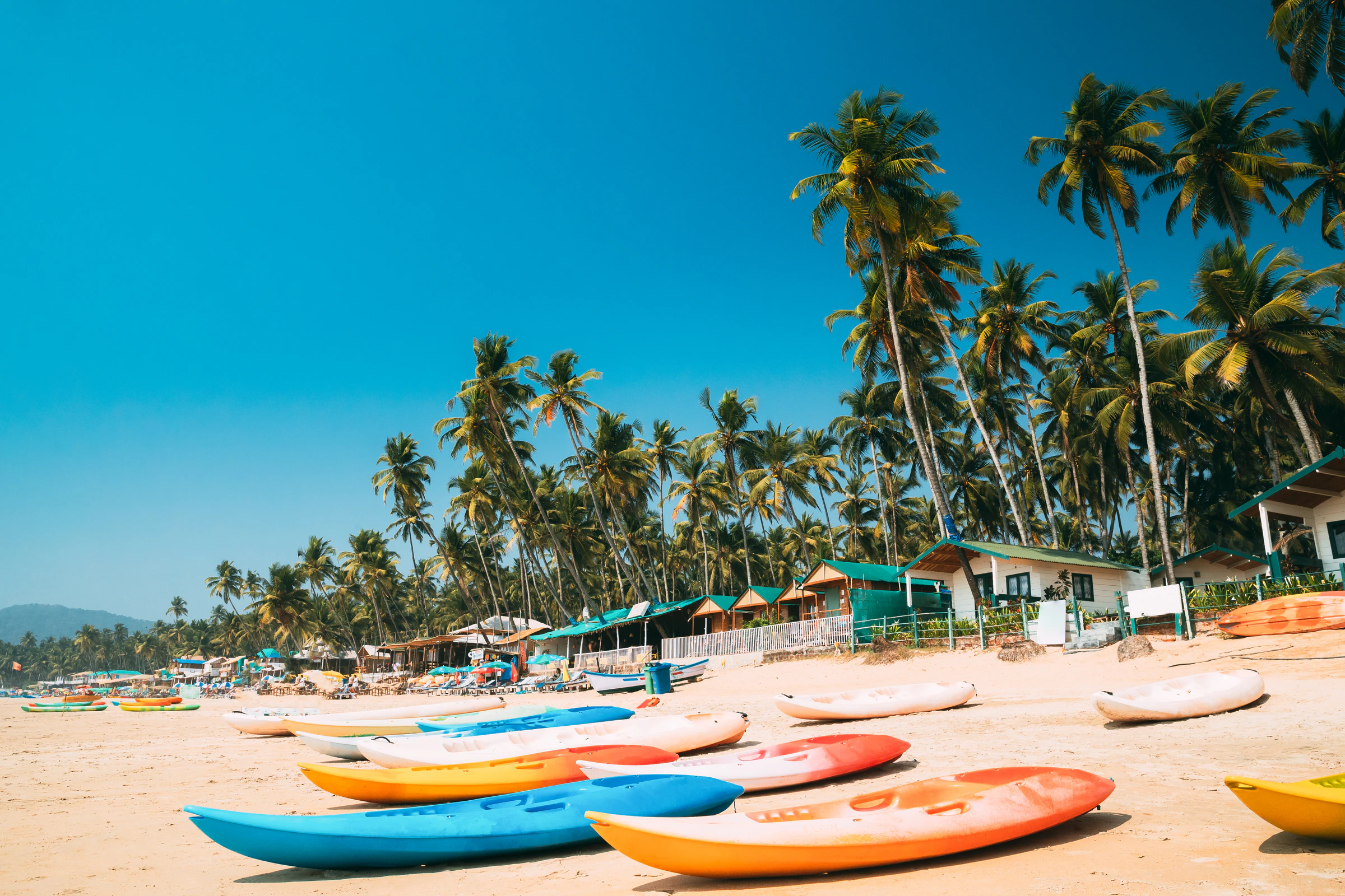 Kayaks lined up on Palolem beach