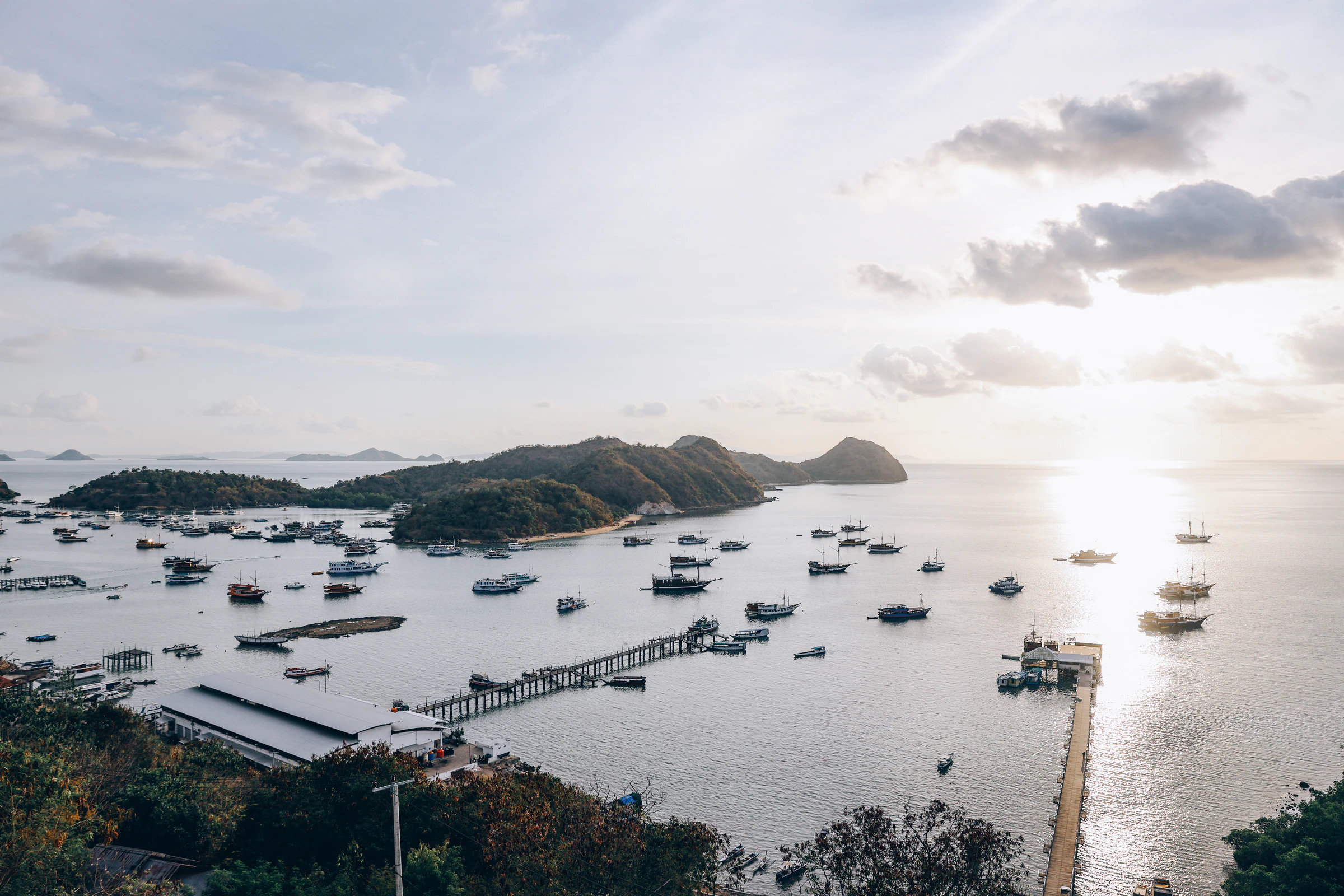 Sunset over the harbour at Labuan Bajo