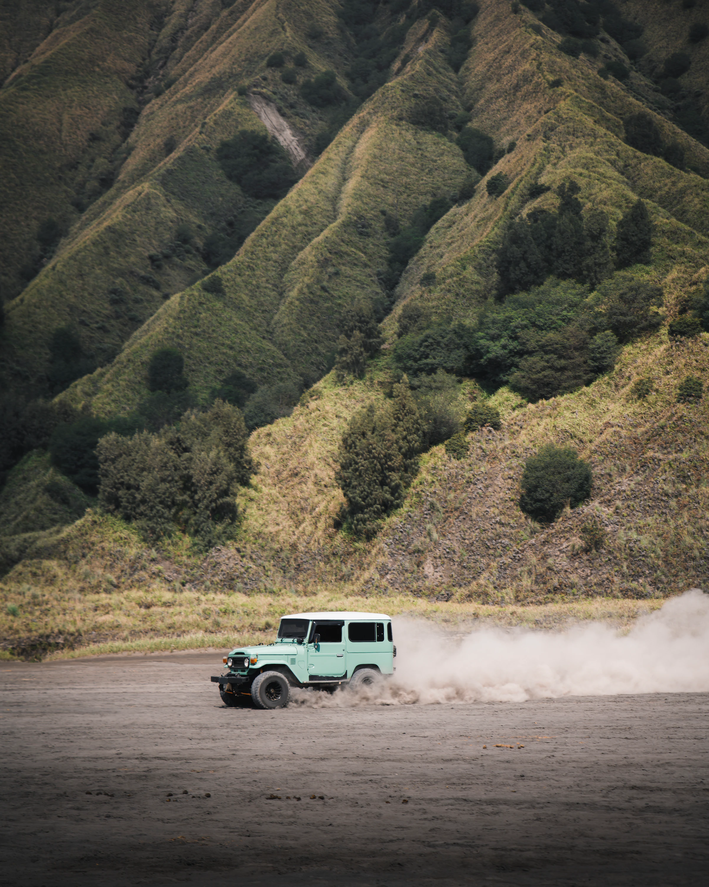 An off-road jeep on the way to the Mount Bromo sunrise viewpoint
