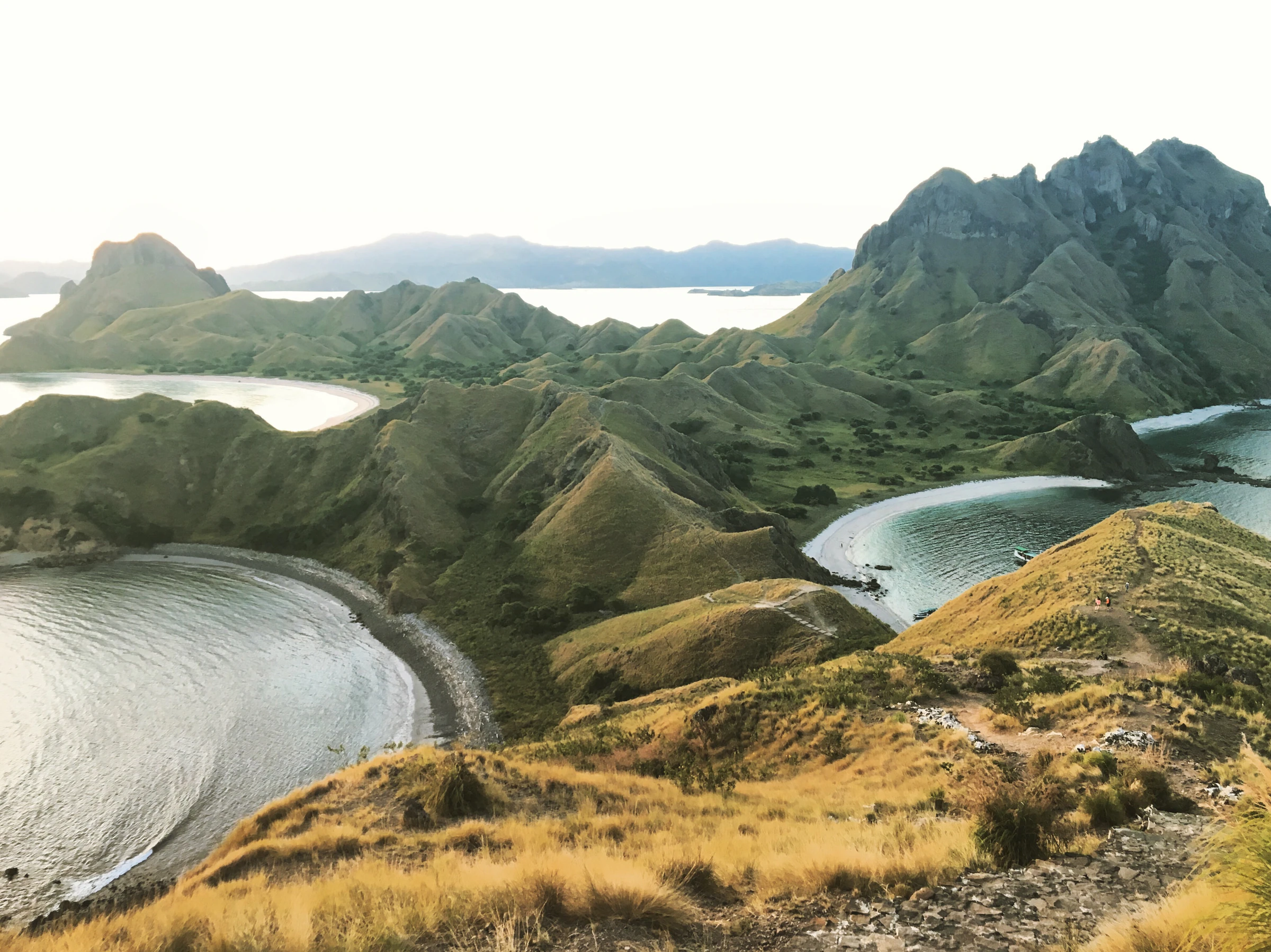 The viewpoint at Padar, looking down over three curved bays